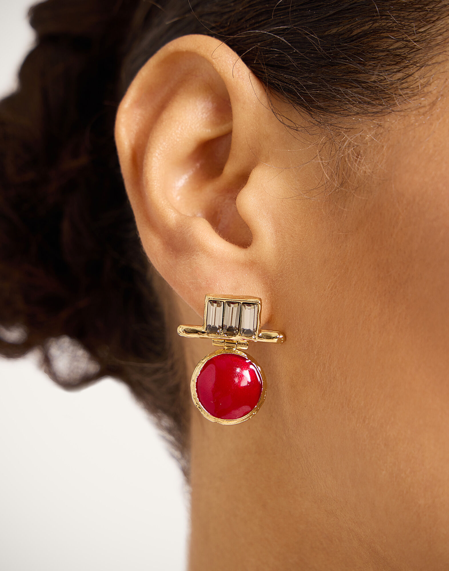 La DoubleJ Shen Loop Earrings 24K Gold Plate And Enamel EAR0082BRA003SOLIDRE02