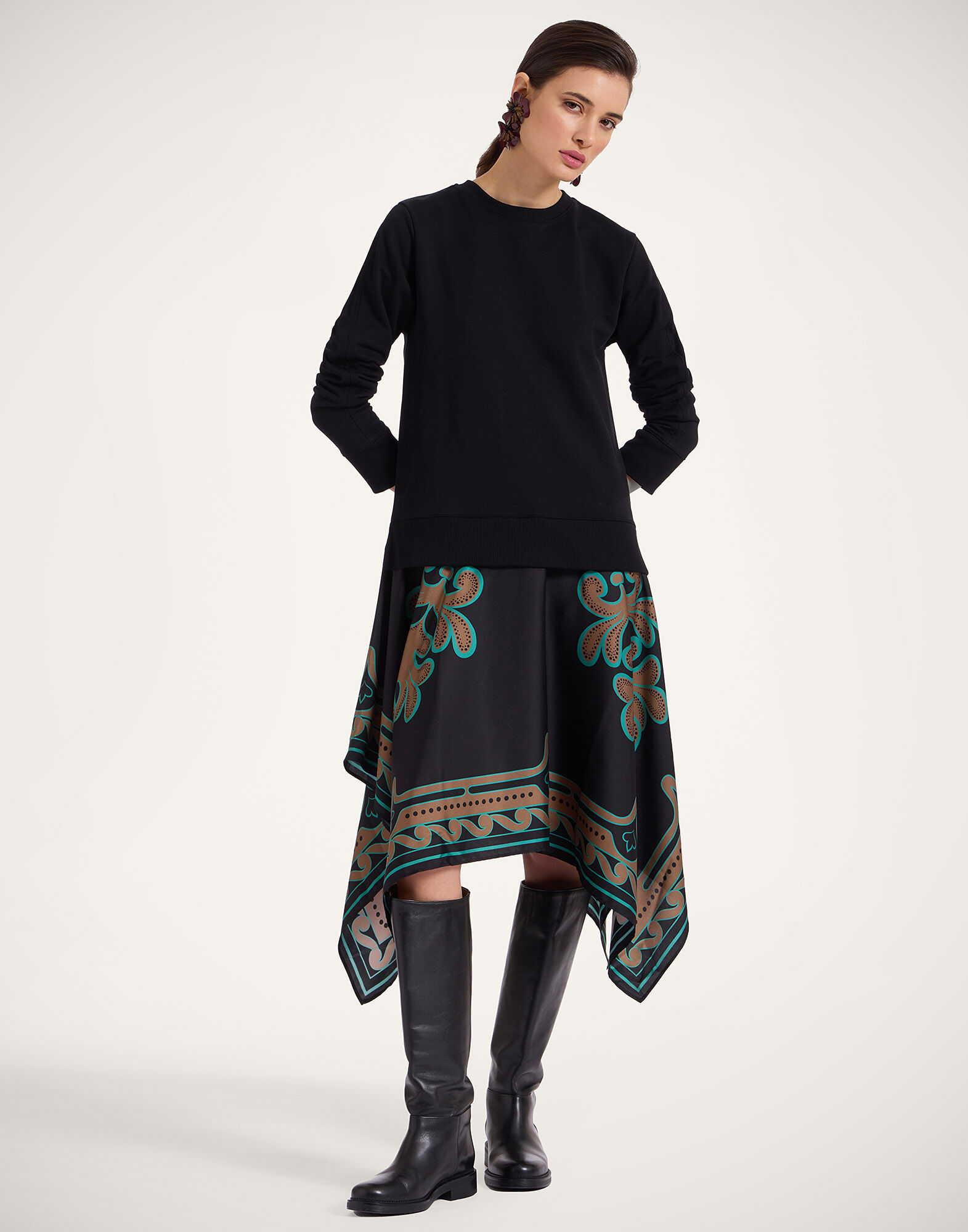 La DoubleJ Sporty Foulard Dress Herald Plac&eacute;e Black DRE0639JER040ALD02BL01