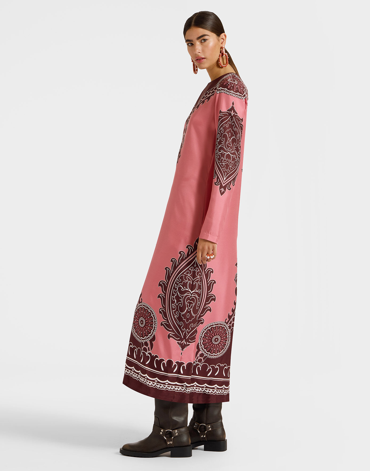 La DoubleJ Long Sleeve Swing Dress Oltrarno Plac&eacute;e Pink DRE0231SIL006OLT03PI01