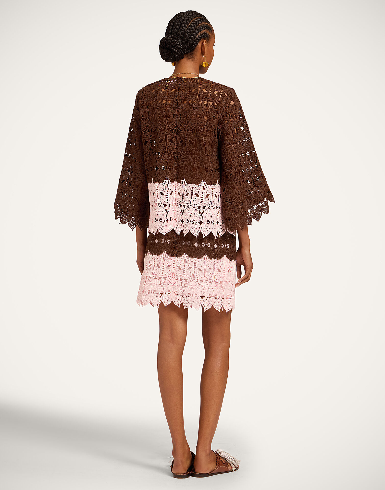 La DoubleJ Lacey Mini Baia Skirt Color Block Chocolate & Pink SKI0209LAC014BIC01BR07