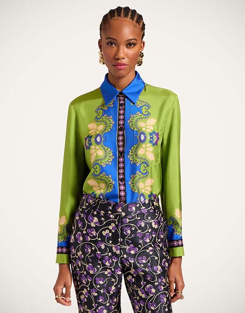 La DoubleJ Boy Shirt Cornucopia Placée Green SHI0040SIL026CRN03GR02