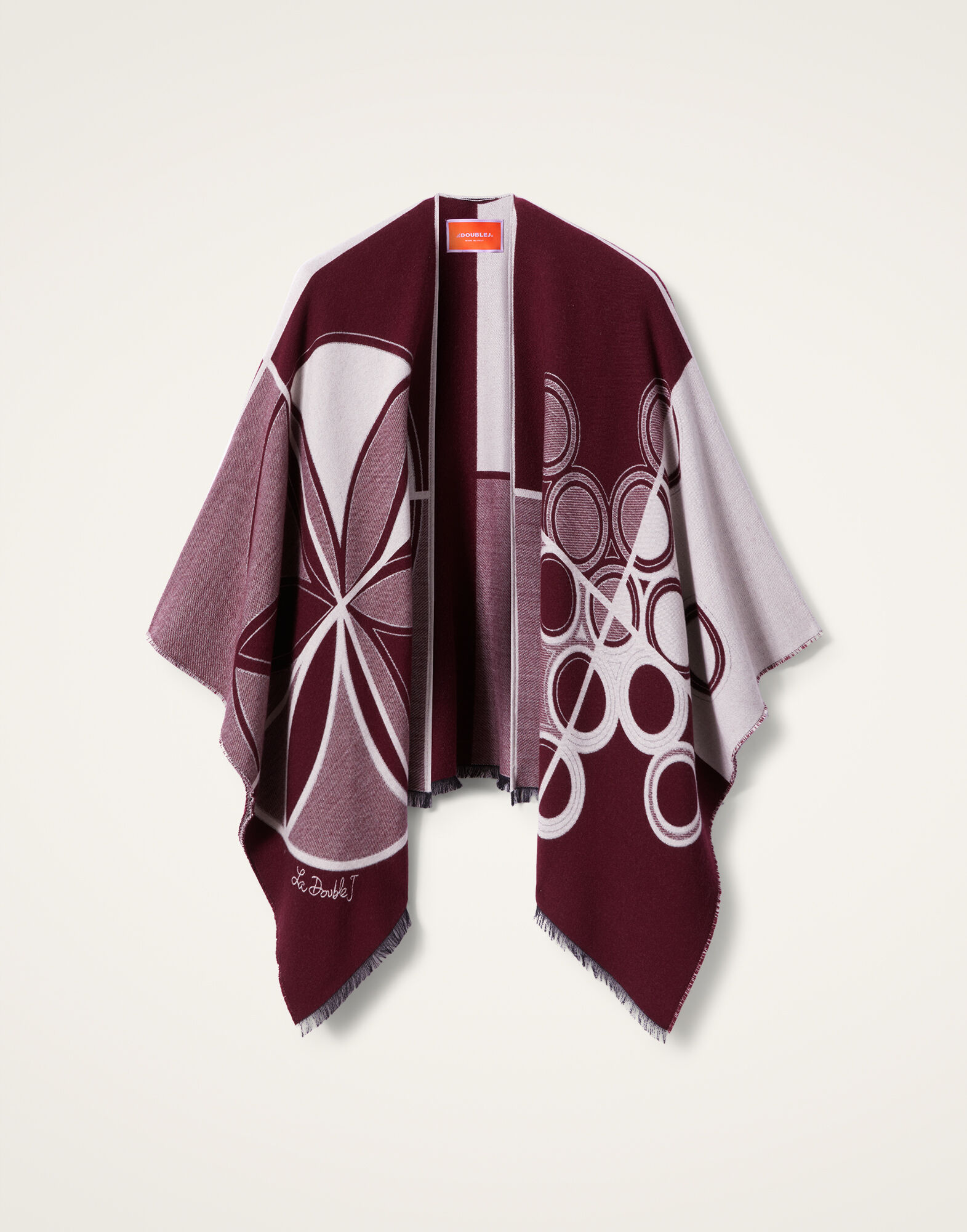 La DoubleJ Poncho Eclipse Plac&eacute;e Burgundy SCA0064WOL027ECL05RE02