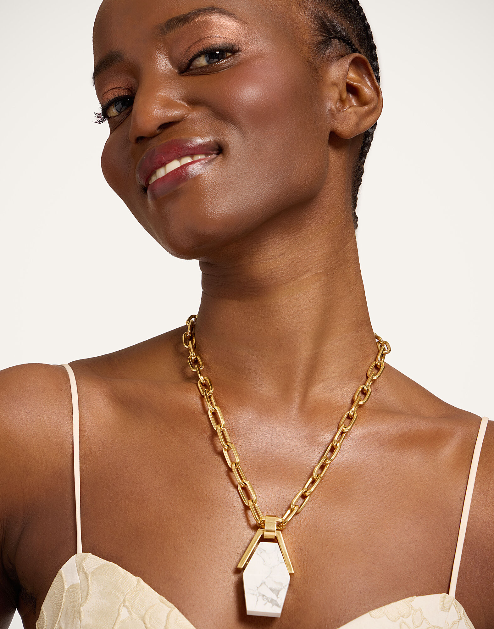 La DoubleJ Portal Necklace 24K Gold Plate & Howlite NEC0021BRA003HOW02YE05