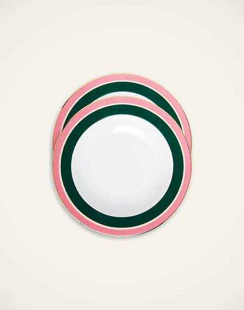 La DoubleJ Soup Plates Set Of 2 Rainbow Forest Green SOU0002CER001RAI03GR03