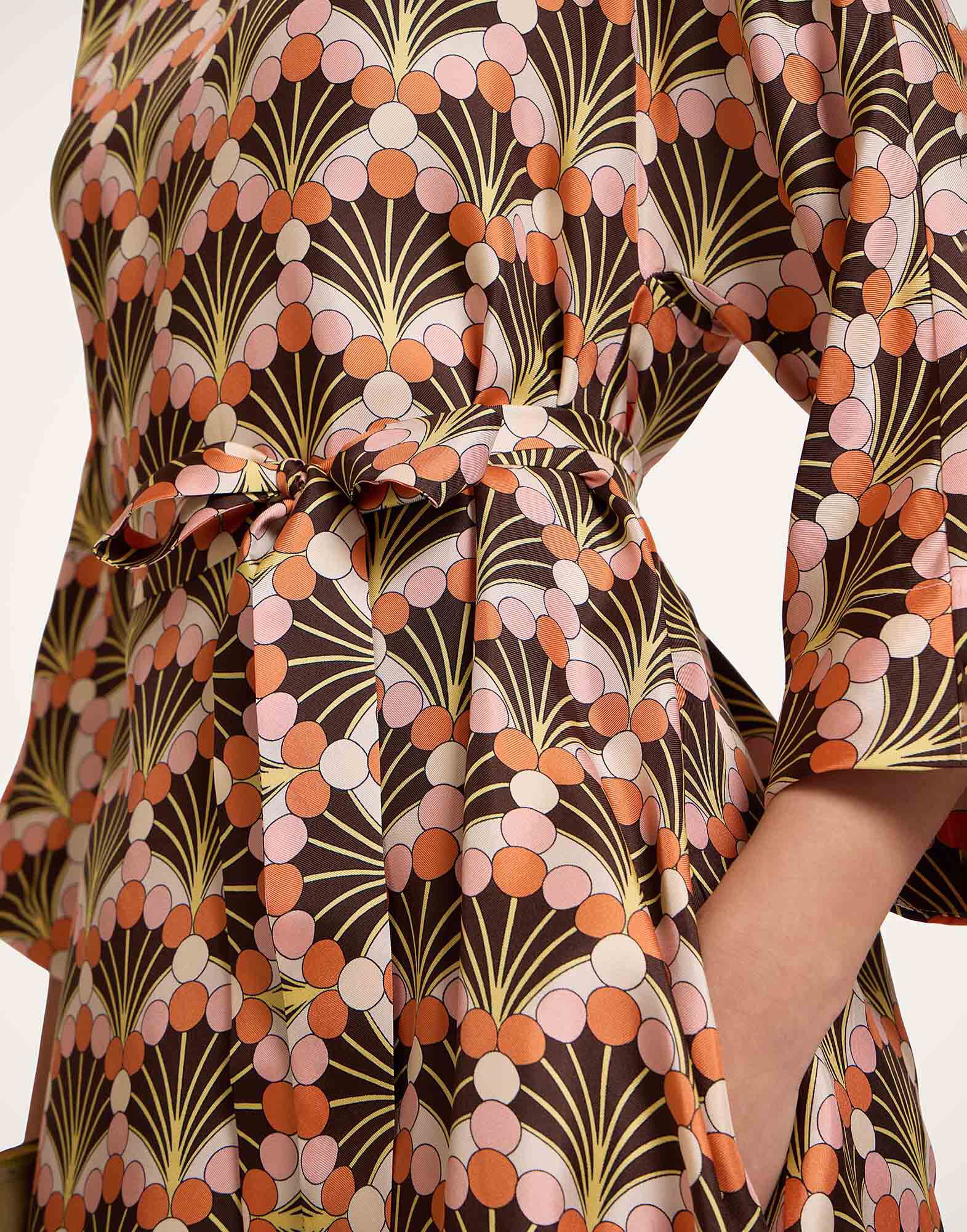 La DoubleJ Muumuu Dress Round Neck Florette Fan Brown DRE0370SIL001FLF02BR02