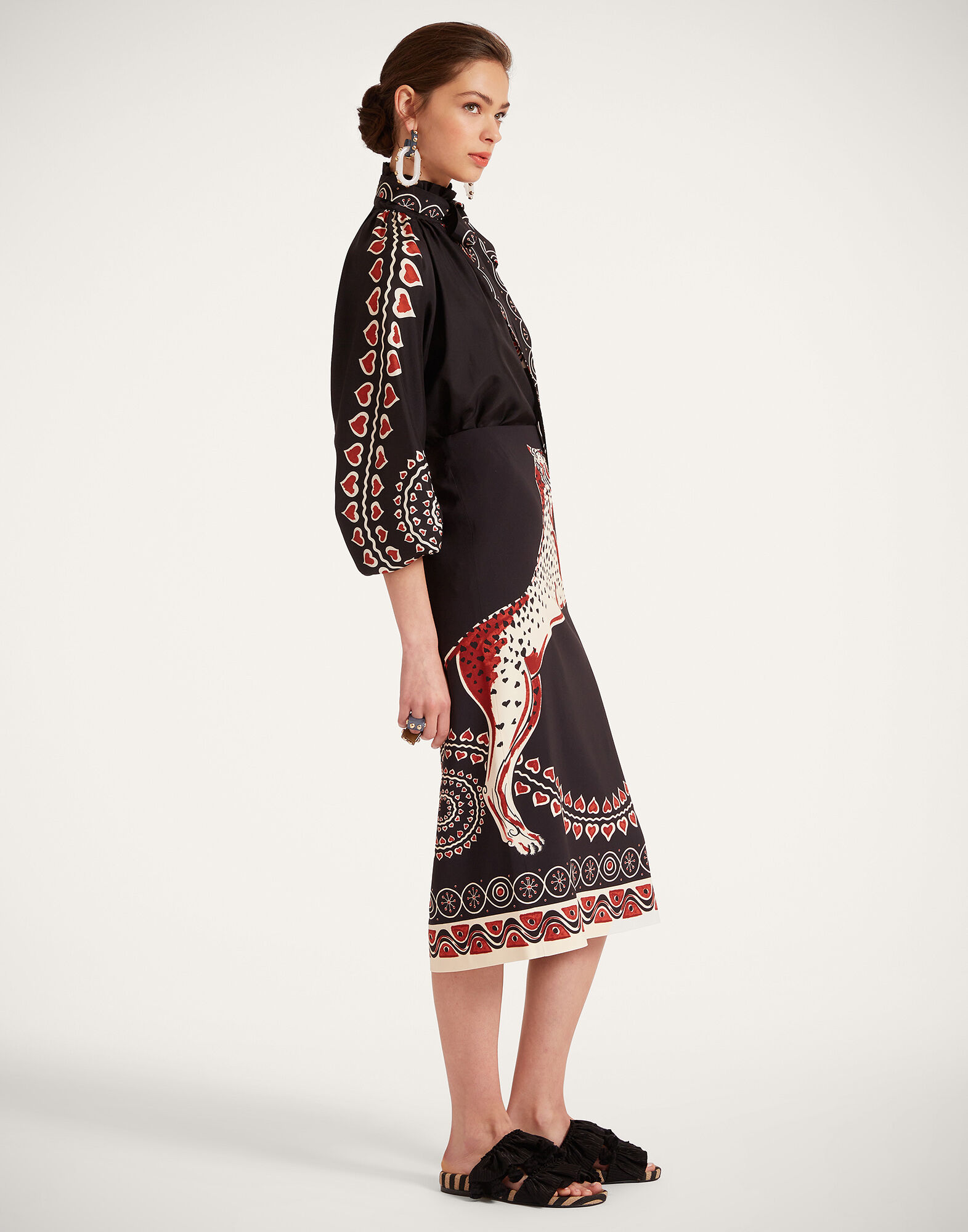 La DoubleJ Pencil Skirt Gattopardo Plac&eacute;e Black SKI0022VIS011GAT01BL01