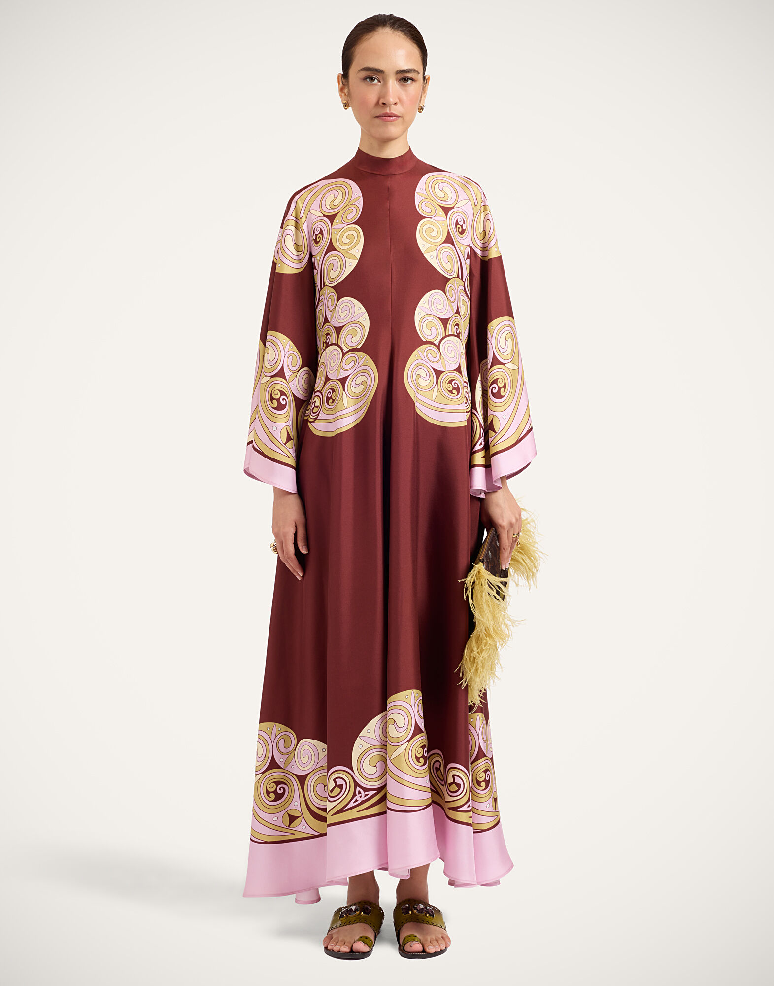 La DoubleJ Magnifico Dress Kells Swirl Plac&eacute;e Burgundy DRE0232SIL006KLS01RE07