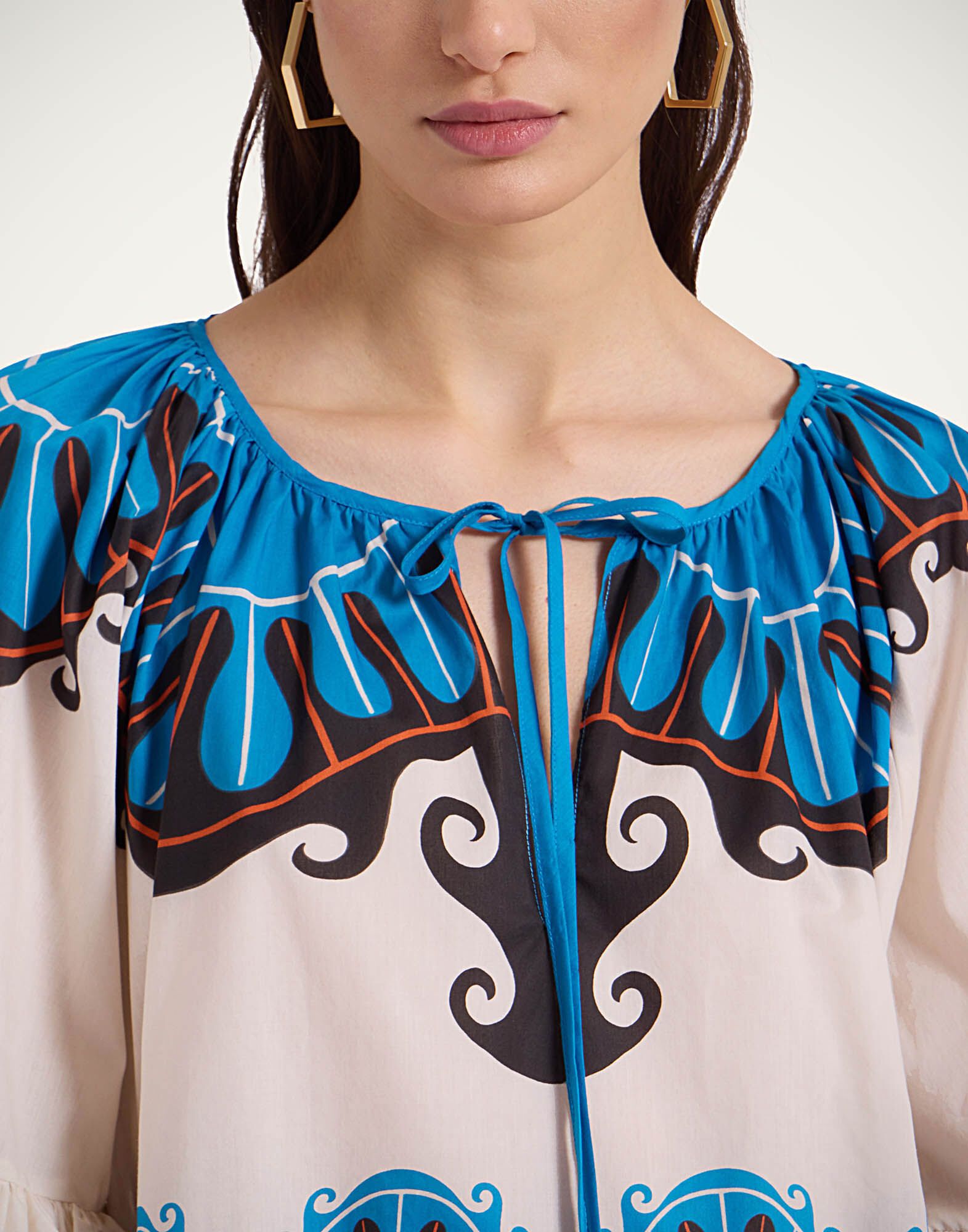 La DoubleJ Boho Blouse Pacific Plac&eacute;e Blue Petrol TOP0132COT003PCF03BU05