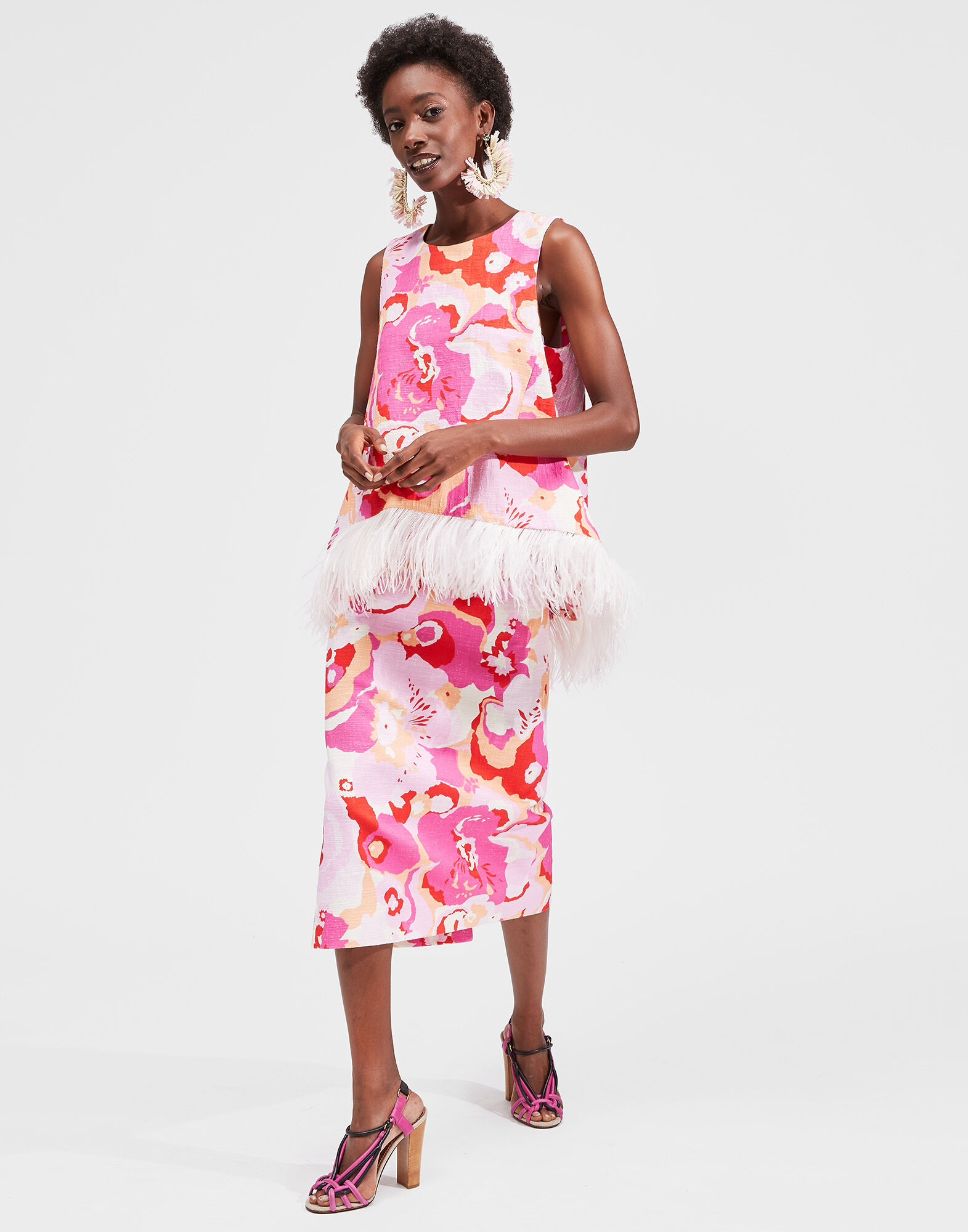 LaDoubleJ La Scala Top (With Feathers) Peonia Rosa TOP0013COT005PEO0002