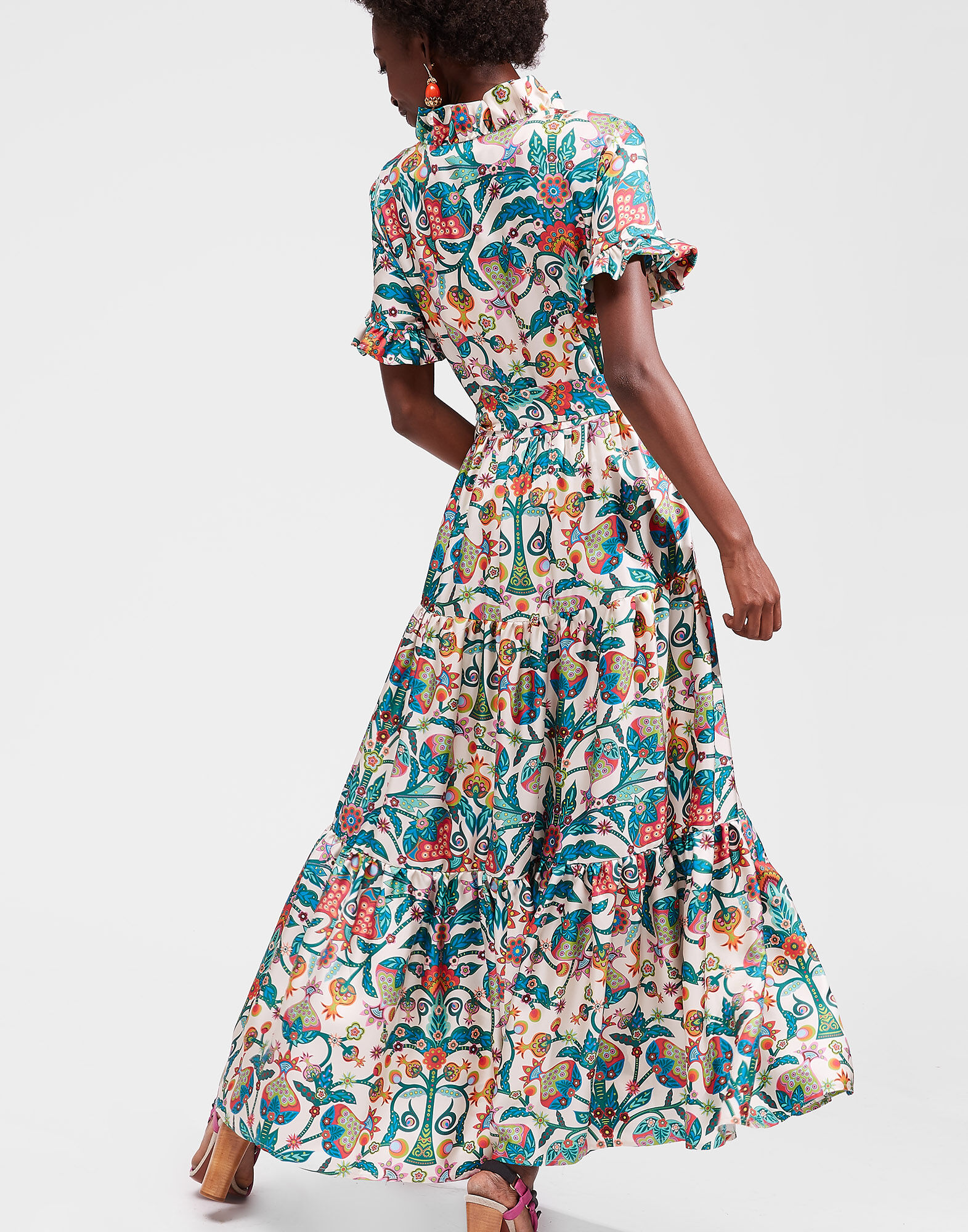 La DoubleJ Long And Sassy Dress Tree Of Life Bianco DRE0017SIL001TFL0001