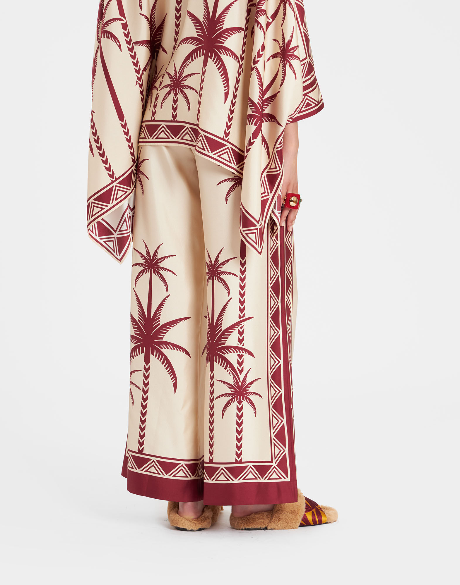 La DoubleJ Palazzo Pants Date Palms Plac&eacute;e Ivory TRO0026SIL006DAT01WH04