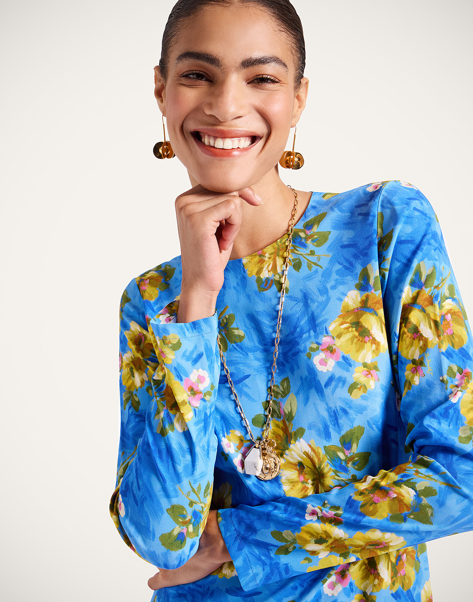 La DoubleJ Long Sleeve Swing Dress Riptide Light Blue DRE0184VIS001RIP01BU01