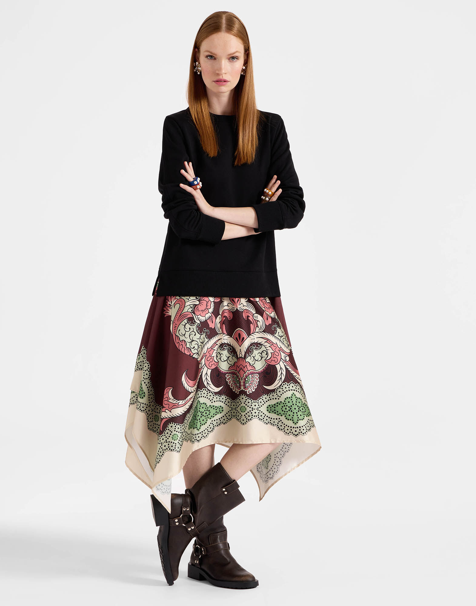 La DoubleJ Sporty Foulard Dress Portal Plac&eacute;e Brown DRE0639JER040POR02BR11