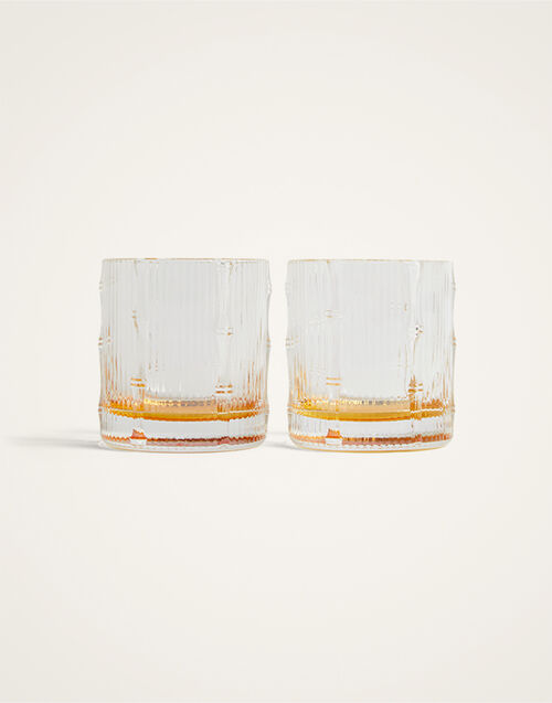 La DoubleJ Bamboo Tumbler Set Of 2 Solid Amber GLA0055GLS002SOLIDYE10
