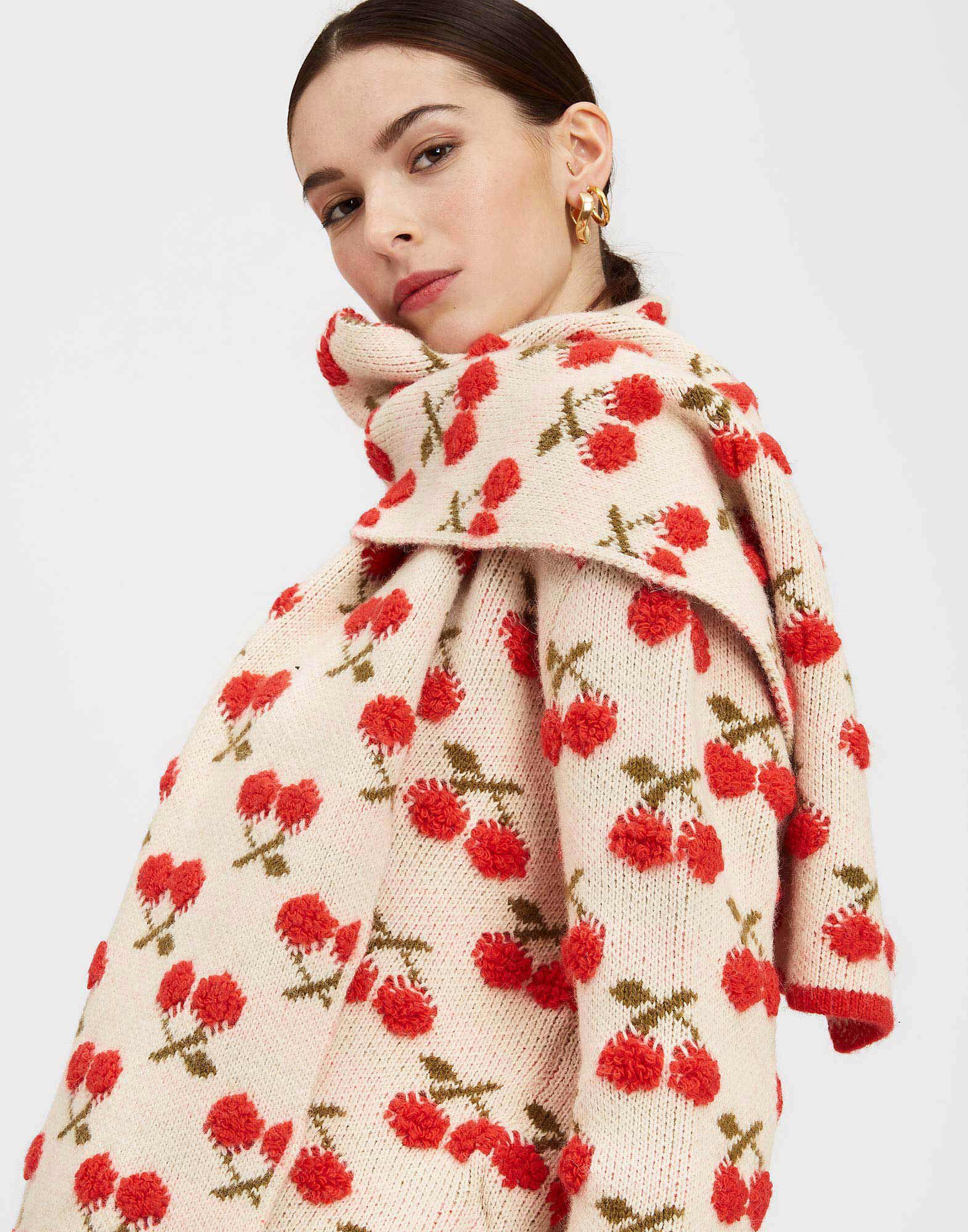 La DoubleJ Cherry Scarf Off White SCA0041KNI092VA200WH05