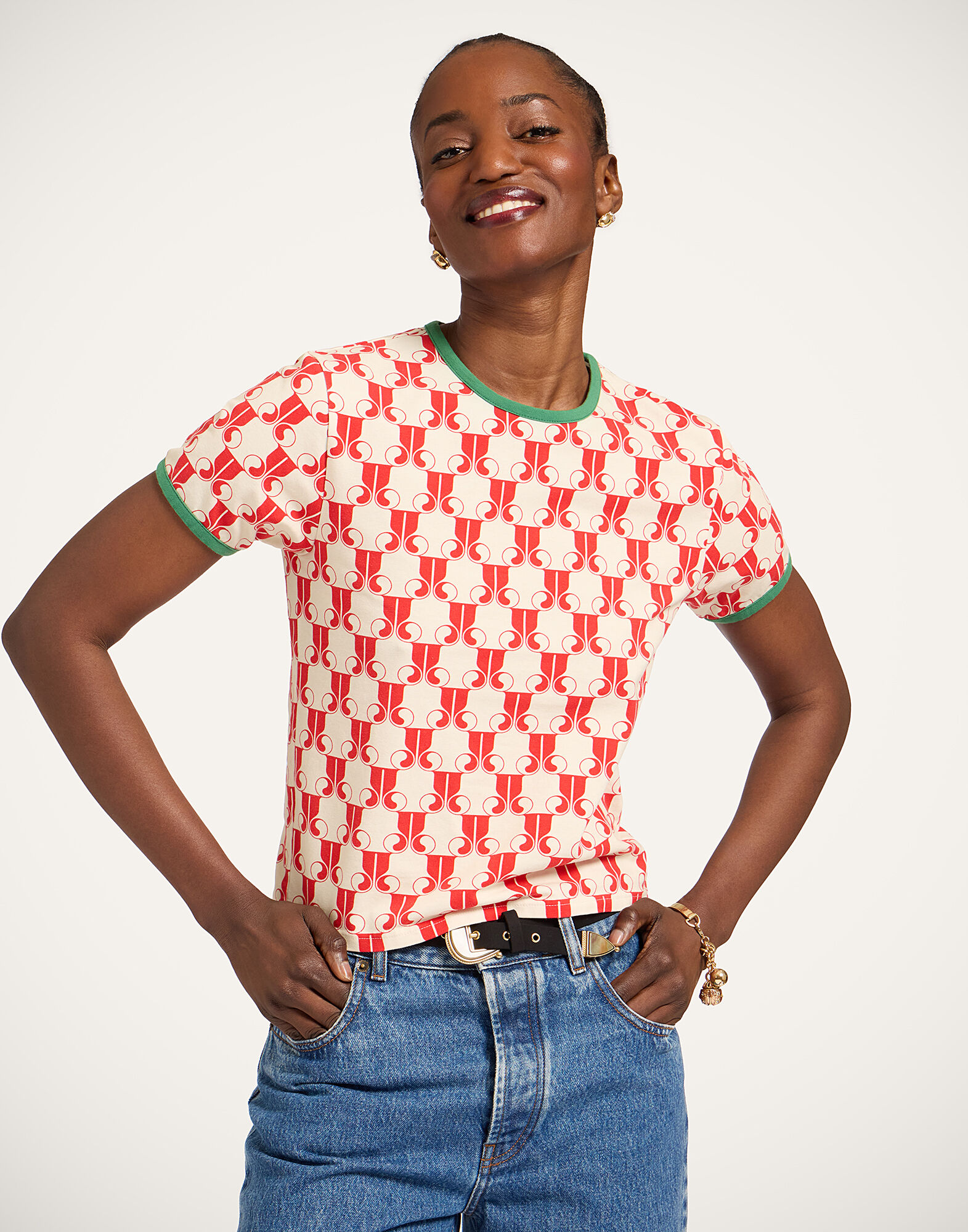 La DoubleJ The Cu-Tee Crop La DoubleJ Monogram Red TSH0068JER076DJM01RE01