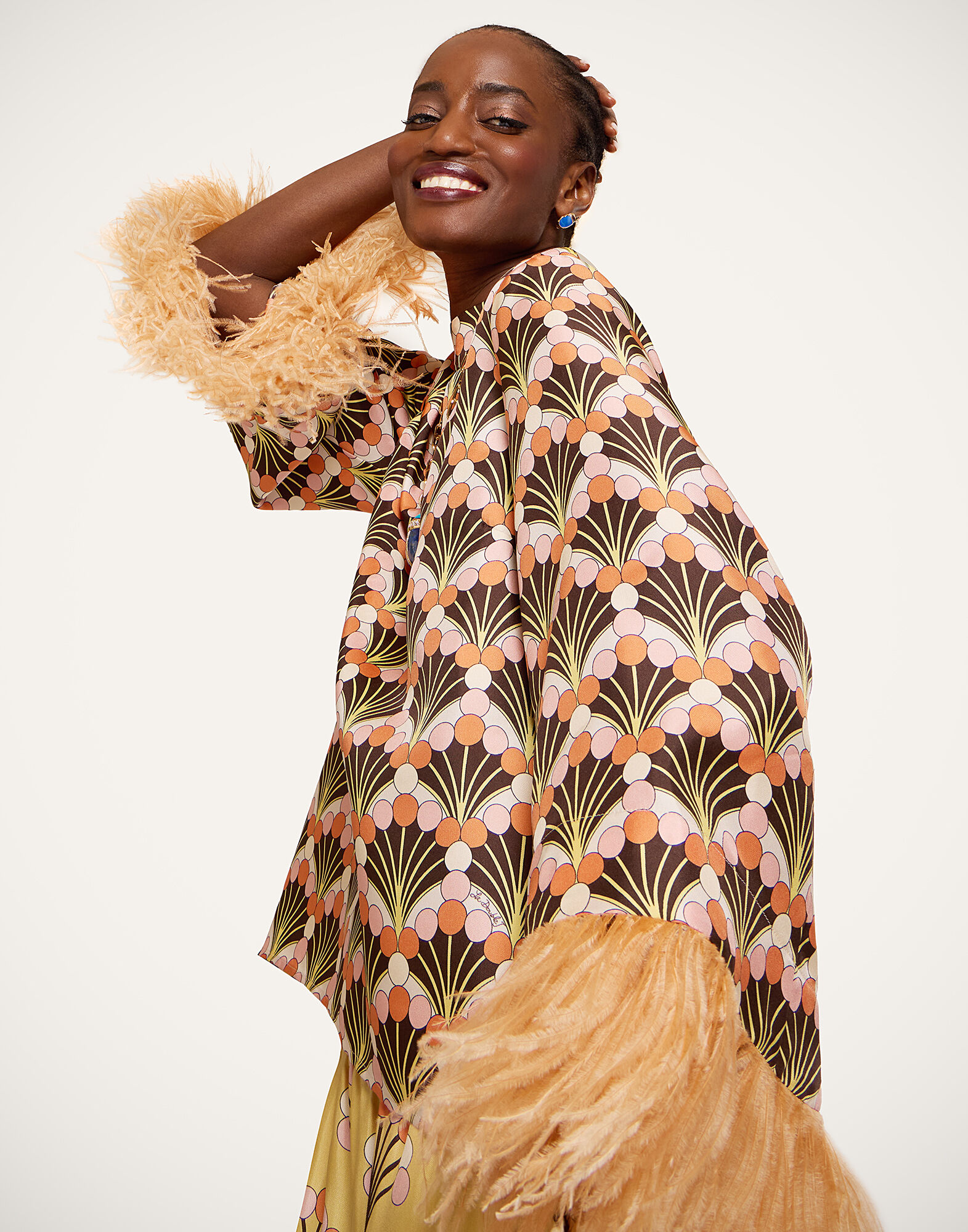 La DoubleJ Make An Exit Top Florette Fan Brown TOP0104SIL001FLF02BR02