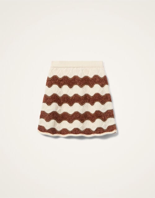 La DoubleJ Hang Ten Skirt Color Block White & Brown SKI0182KNI183VA428WH01