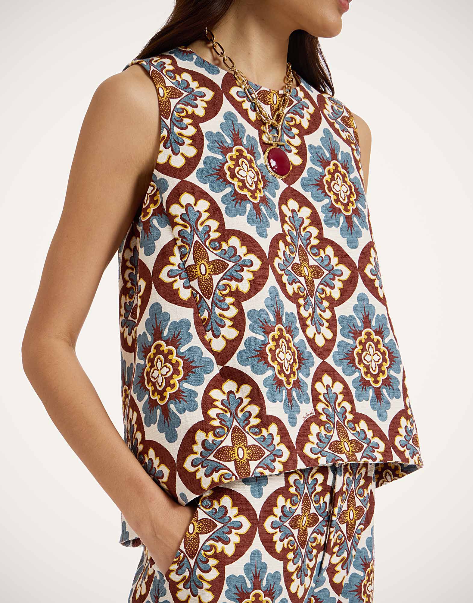 La DoubleJ La Scala Top Palazzo Chocolate TOP0016COT005PAL10BR07