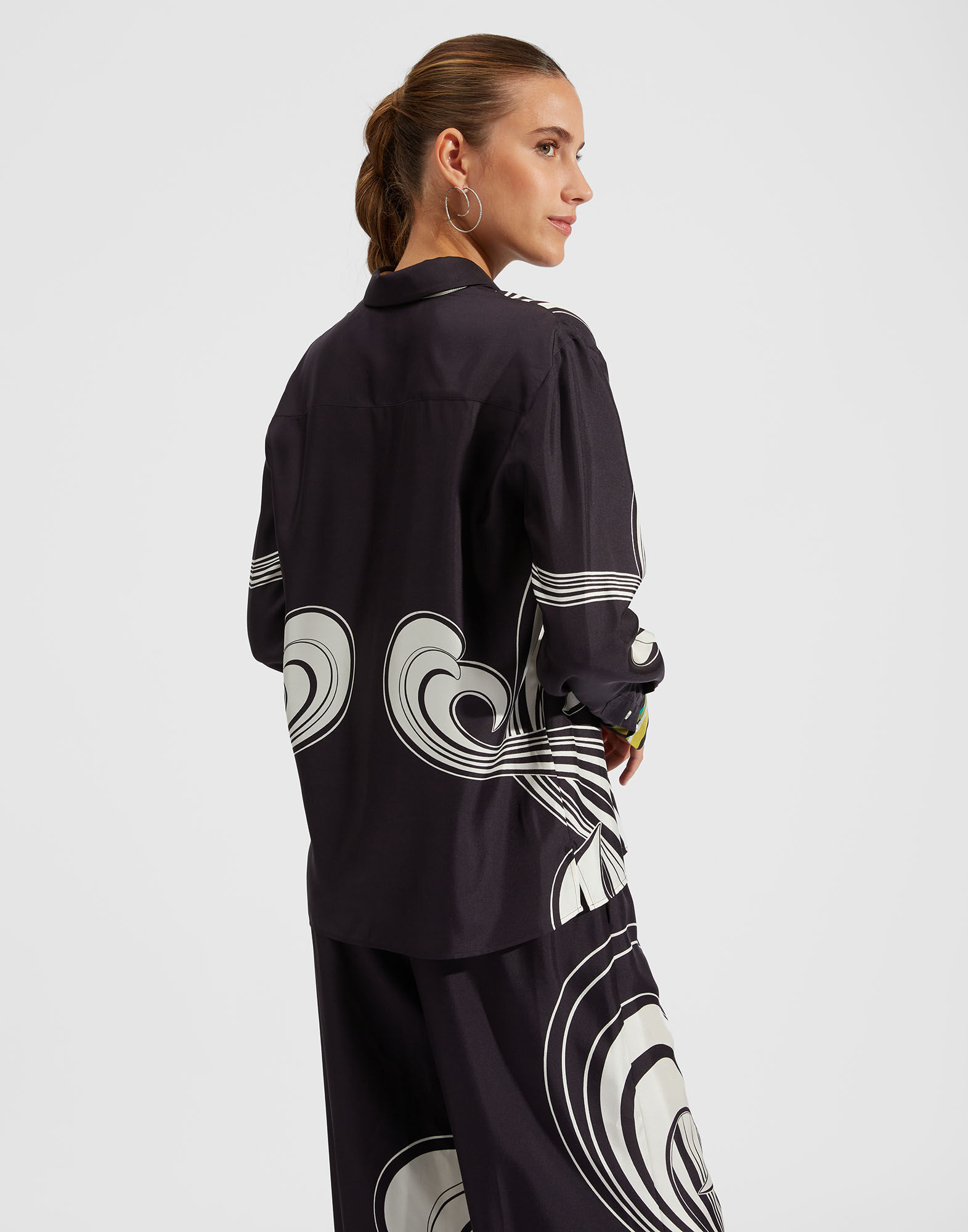 La DoubleJ Boy Shirt Rainbow Swirl B&W Plac&eacute;e SHI0040SIL006RAS0001