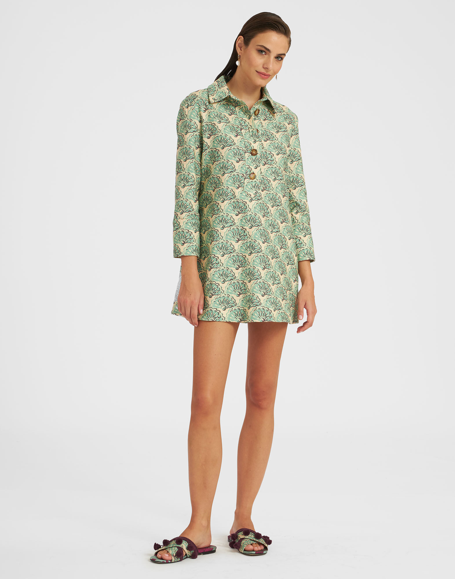 La DoubleJ Short Artemis Dress Fans Mint DRE0180COT005FAN01GR11