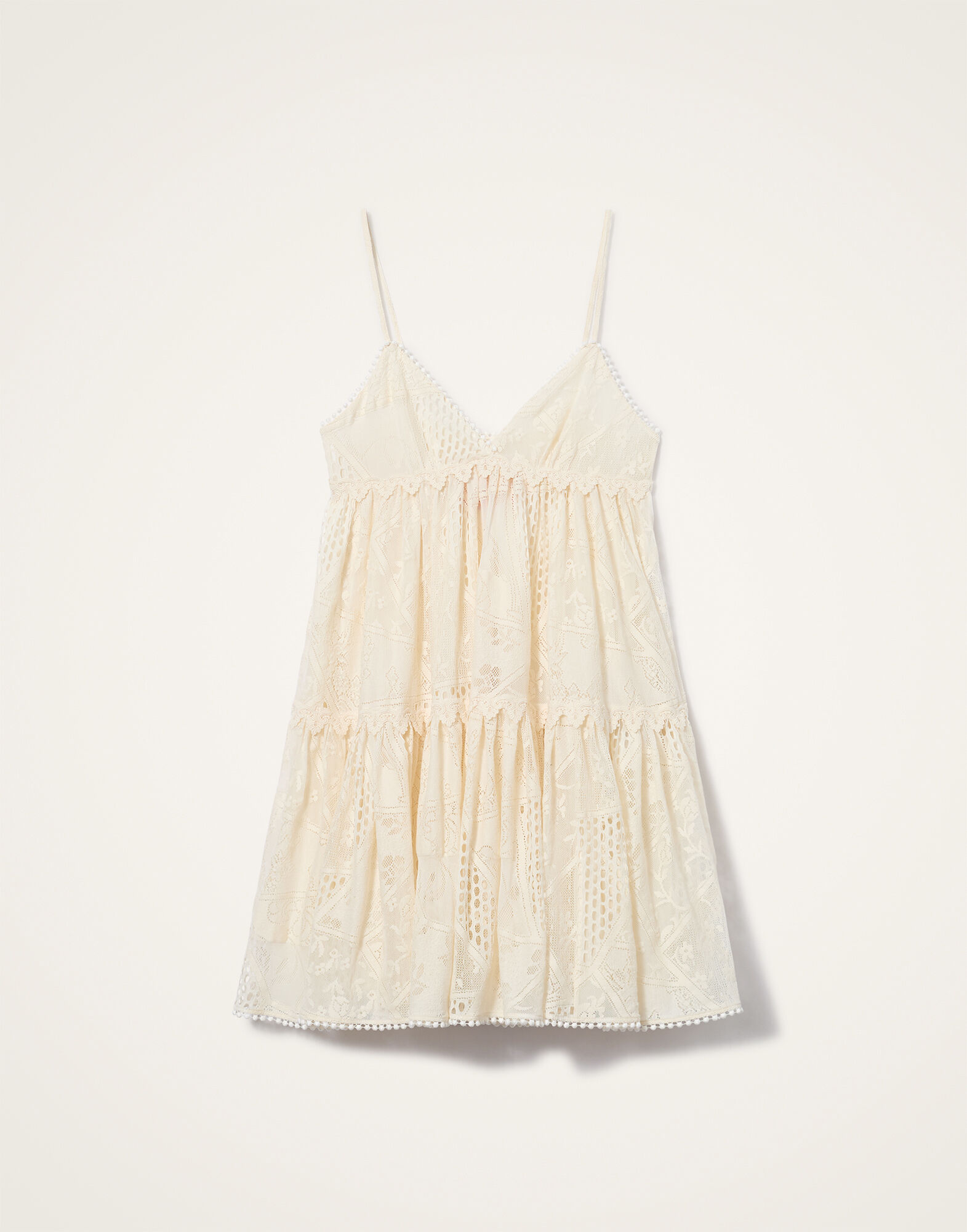 La DoubleJ Lacey Nymph Mini Dress Solid Ivory DRE1107LAC008SOLIDBR05
