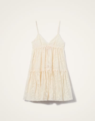 solid lace mini dress Wishlist Women's Solid Lace Trim Mini Dress