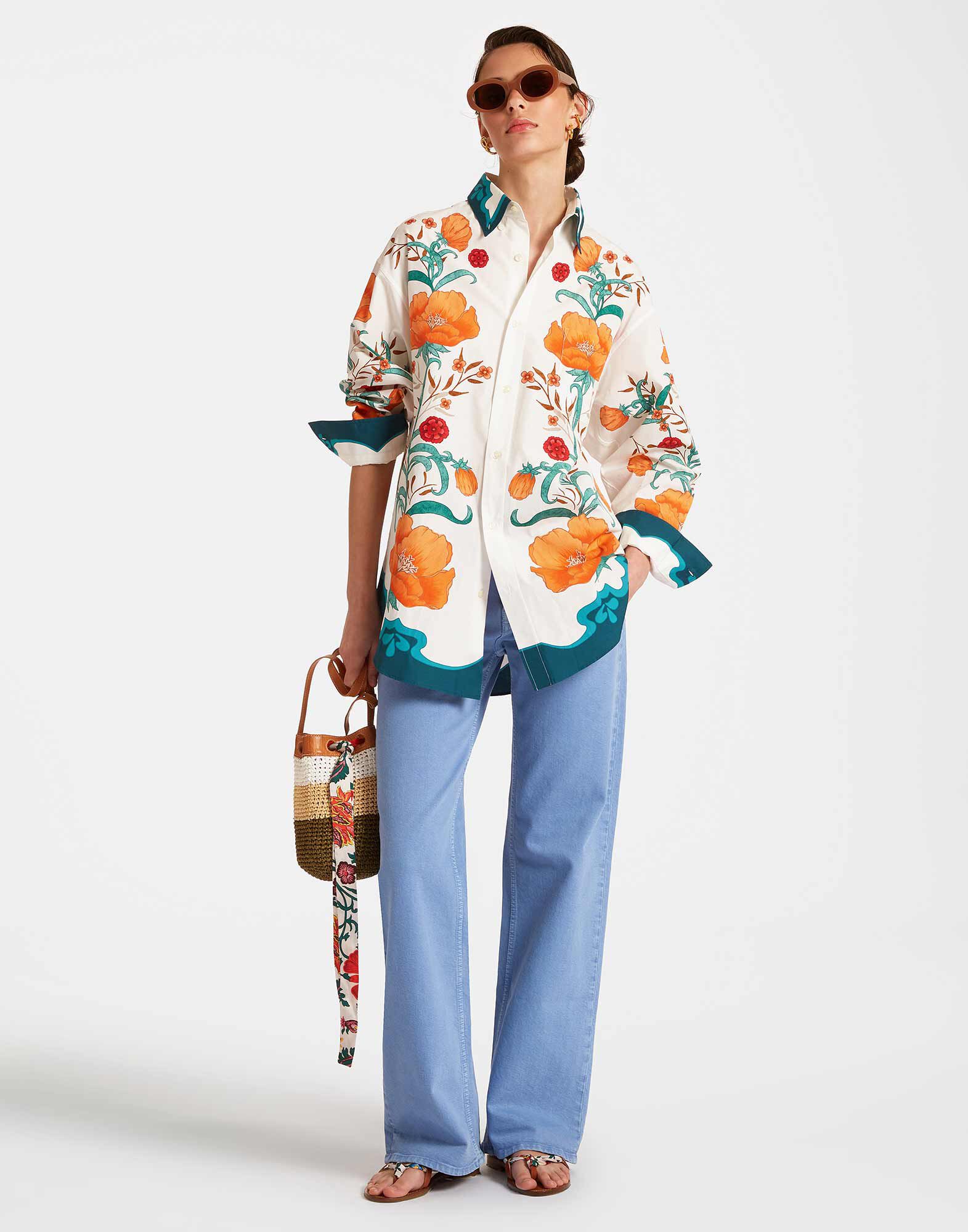 La DoubleJ Better Than Your Boyfriend's Shirt Morpheus Plac&eacute;e Orange SHI0092COT039MOR01OR02