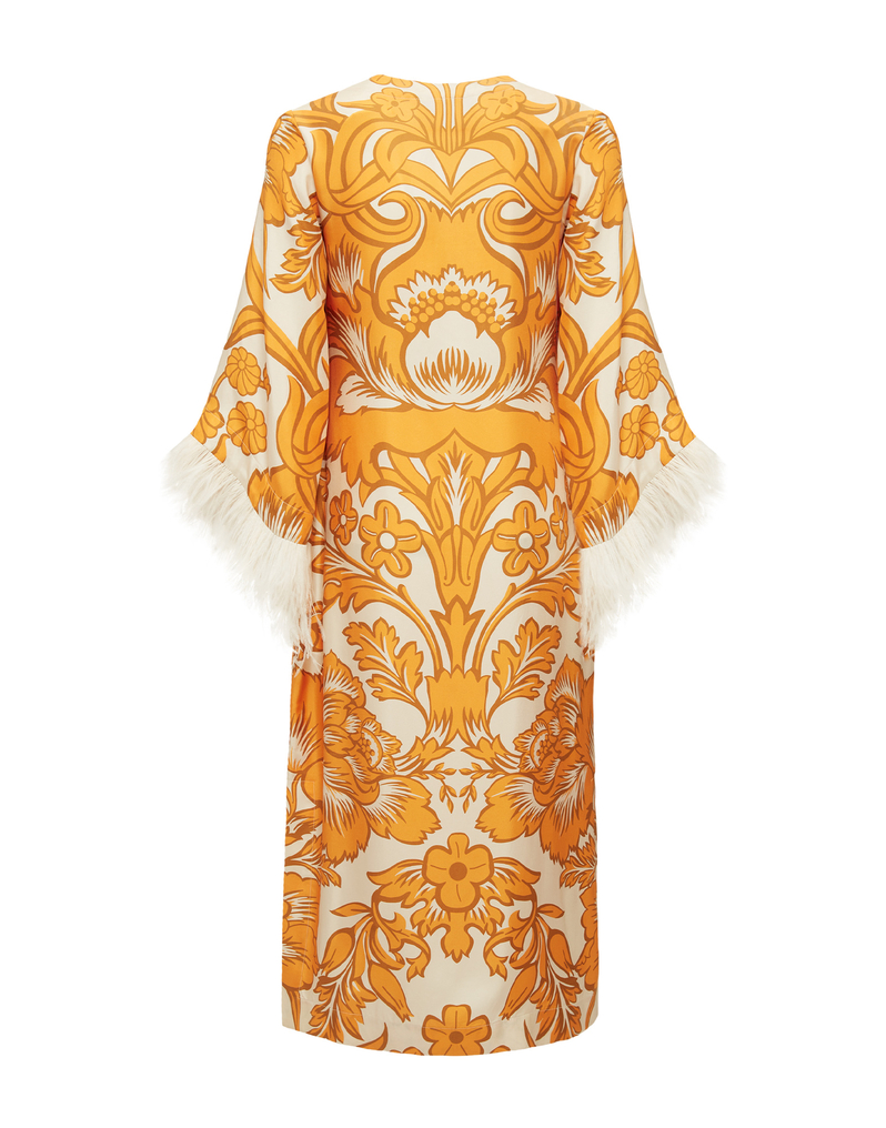 The Kaftan (With Feathers) in Va-Va Gold for Women | La DoubleJ US
