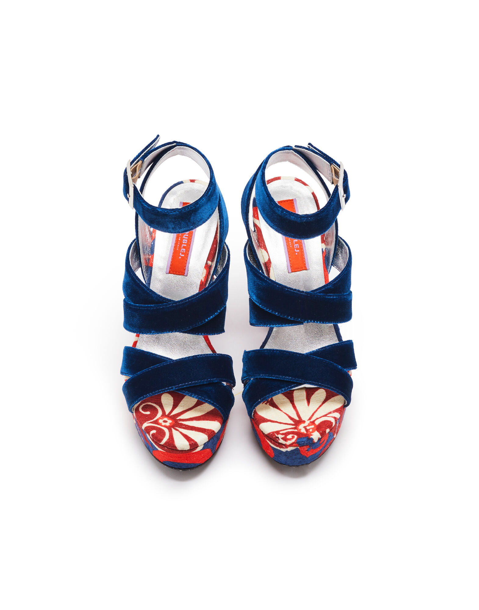 La DoubleJ Medal Wedge Moonflower Navy SHO0079COT005MOO01BU06