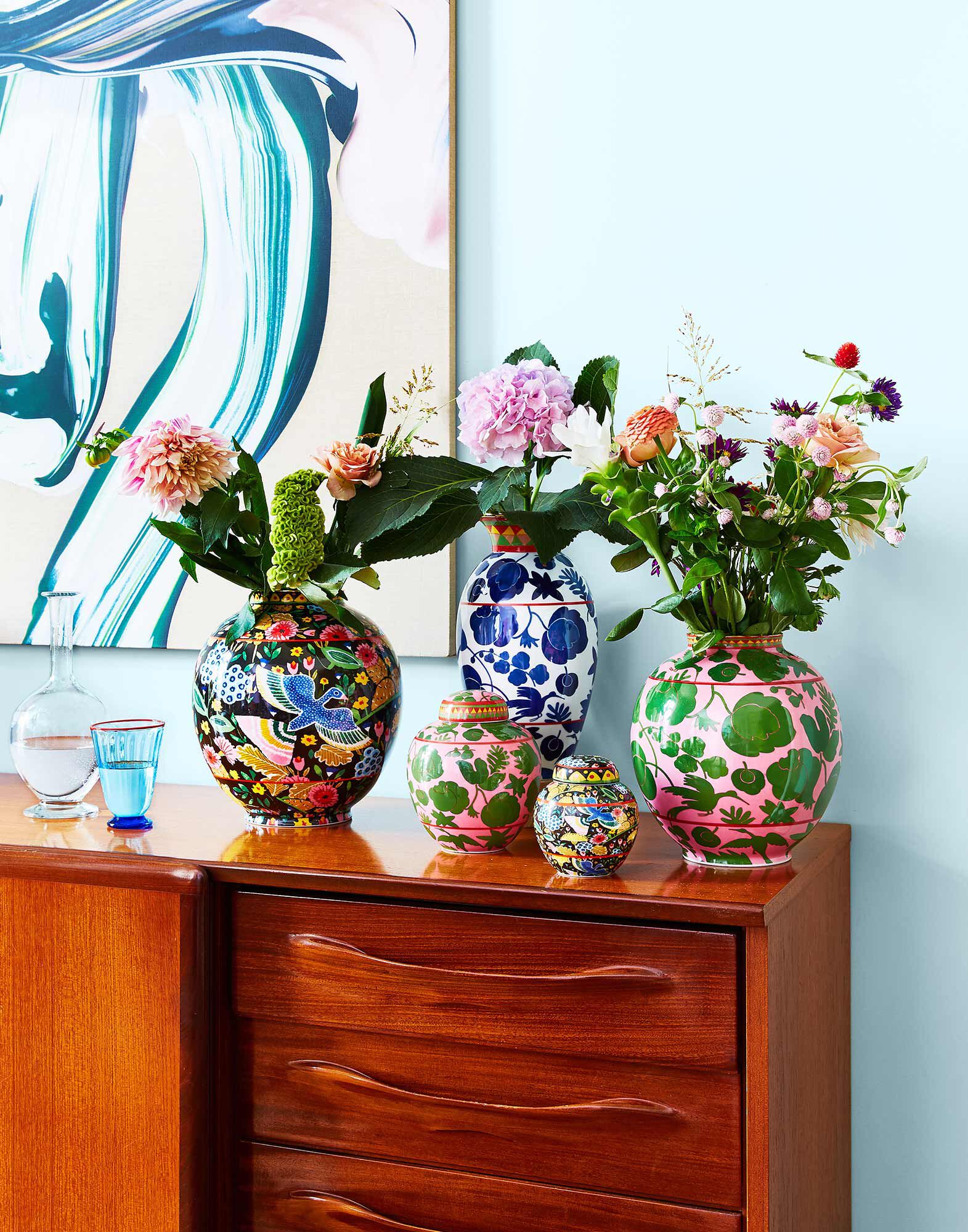 La DoubleJ Amphora Vase Wildbird Blu VAS0001CER001CER0001