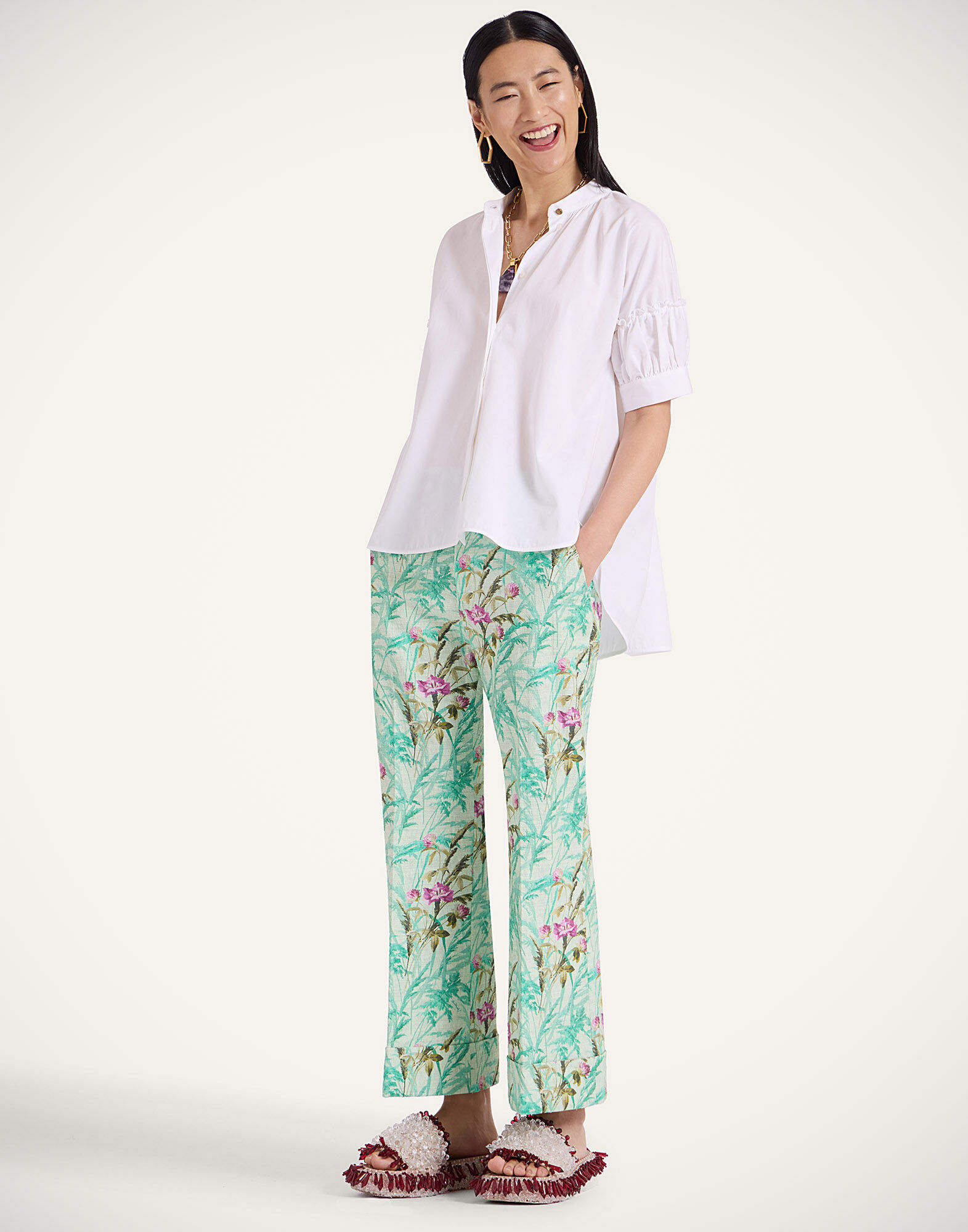 La DoubleJ Hendrix Pants Heath Mint TRO0014COT005HEA01GR11