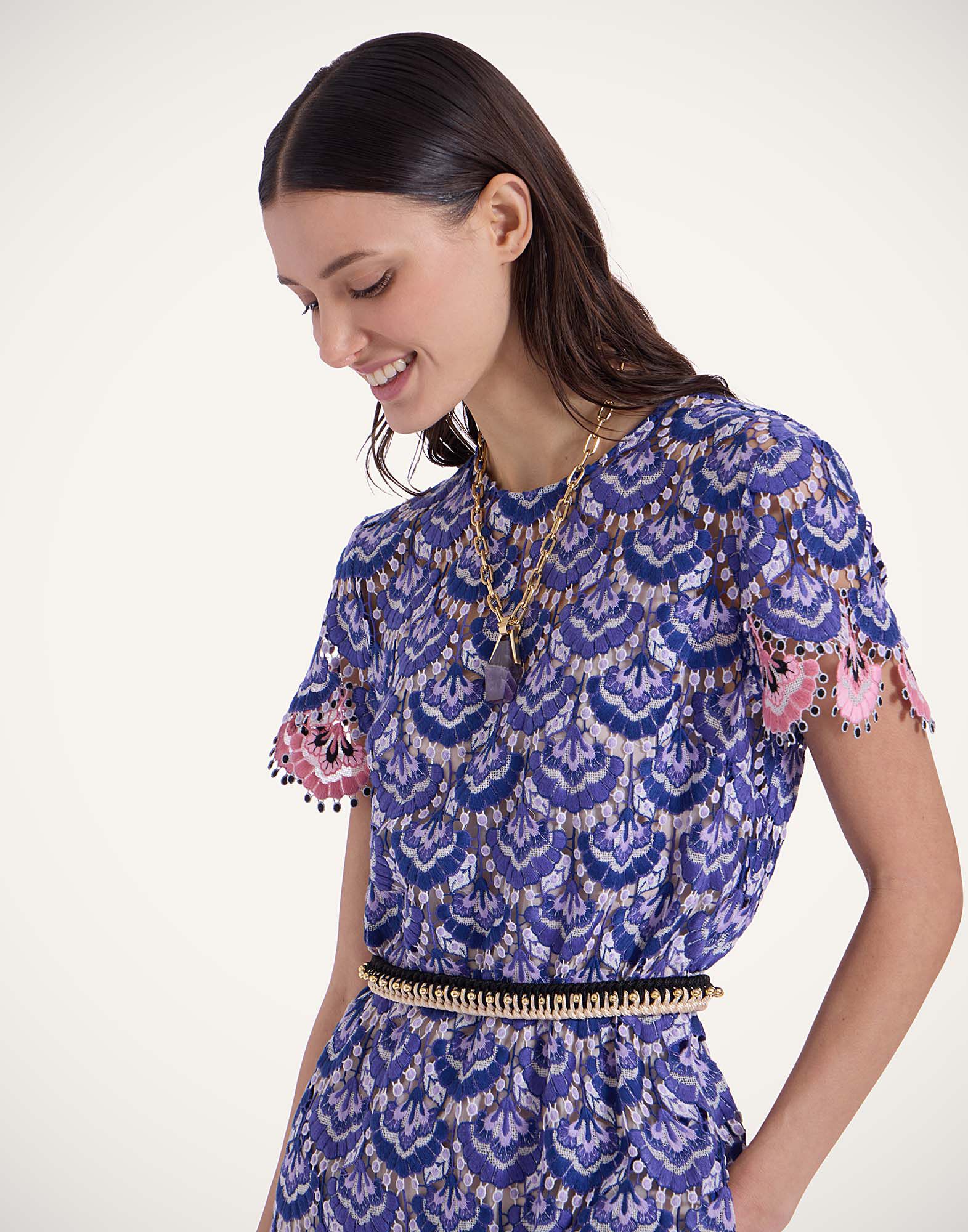 La DoubleJ Super Swing Dress In Bloom Blue DRE0894EMB085BLO01BU03