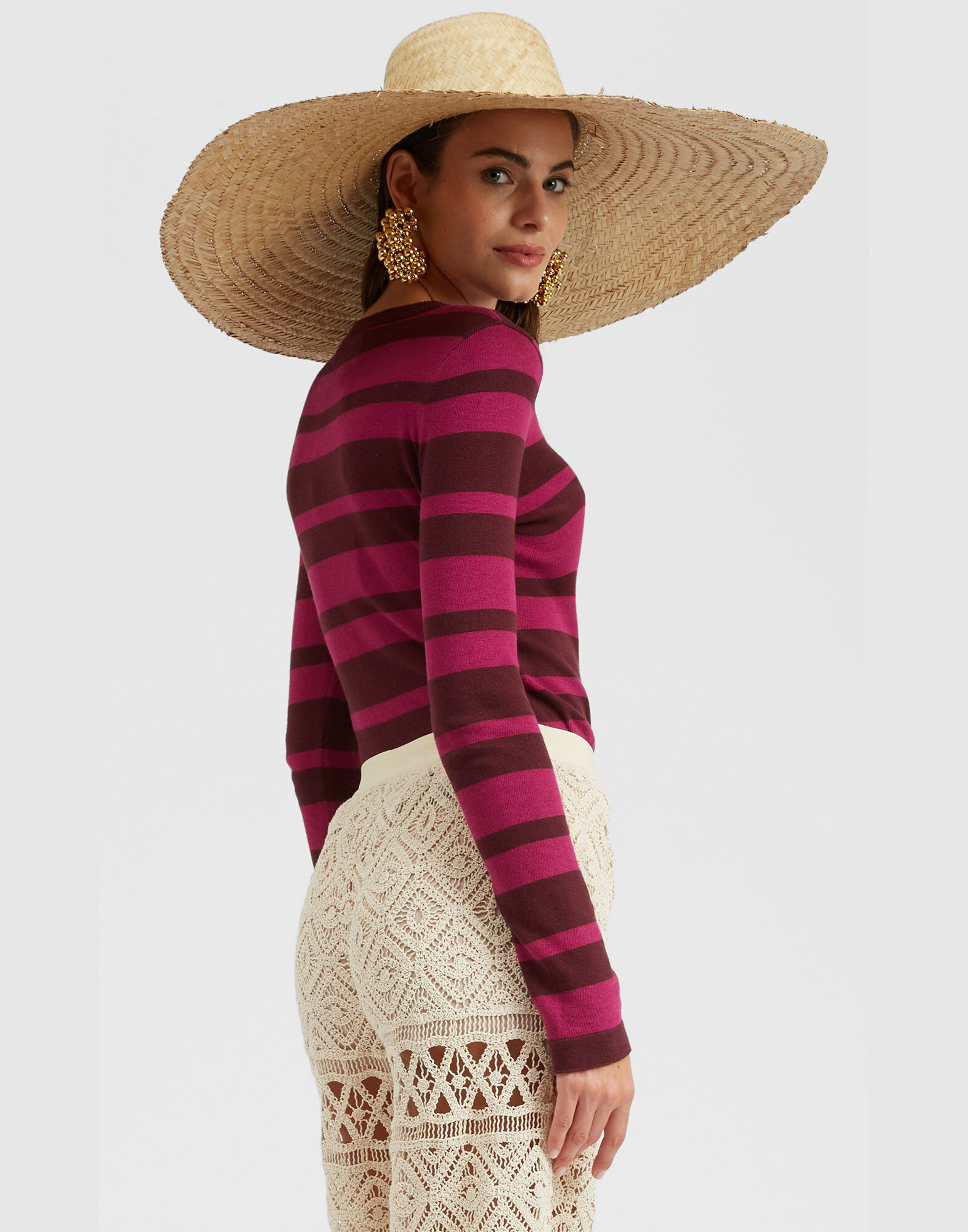 La DoubleJ Crew Top Solid Fuchsia PUL0118KNI106VA236PI03