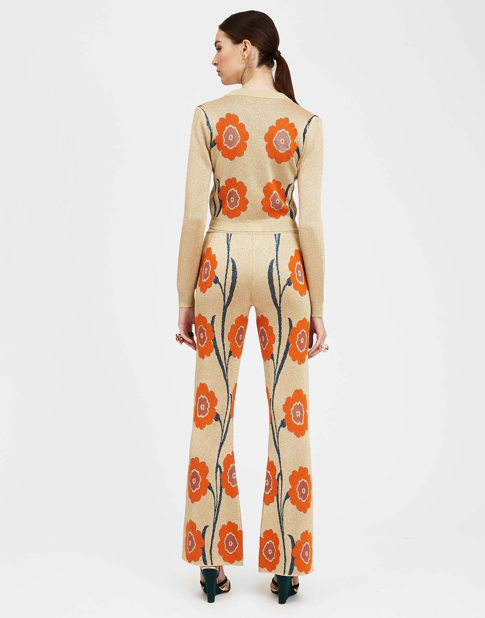 La DoubleJ Knit Slit Pants Orange & Gold TRO0074KNI097VA209YE05