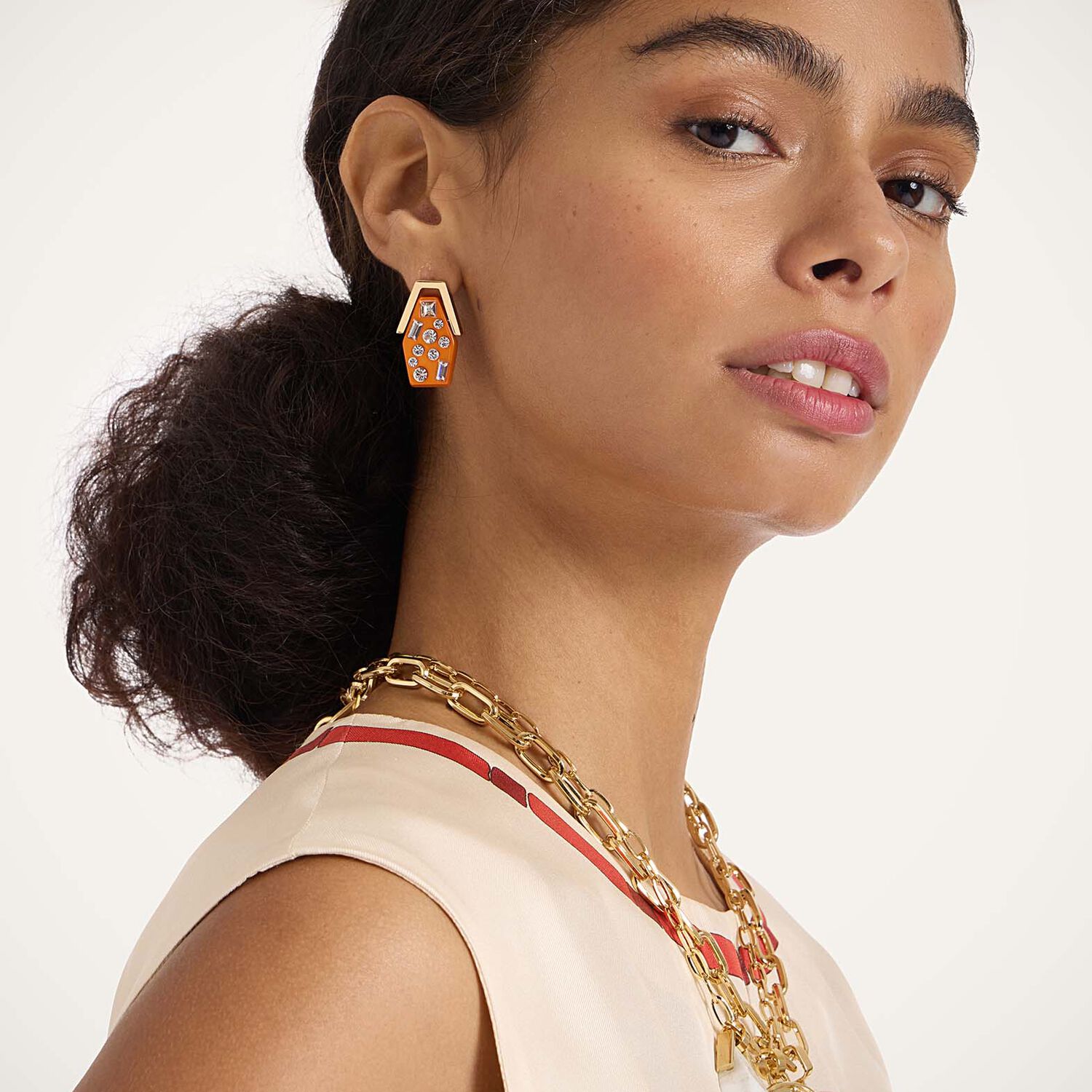 La Double J Crystalled Portal Earrings