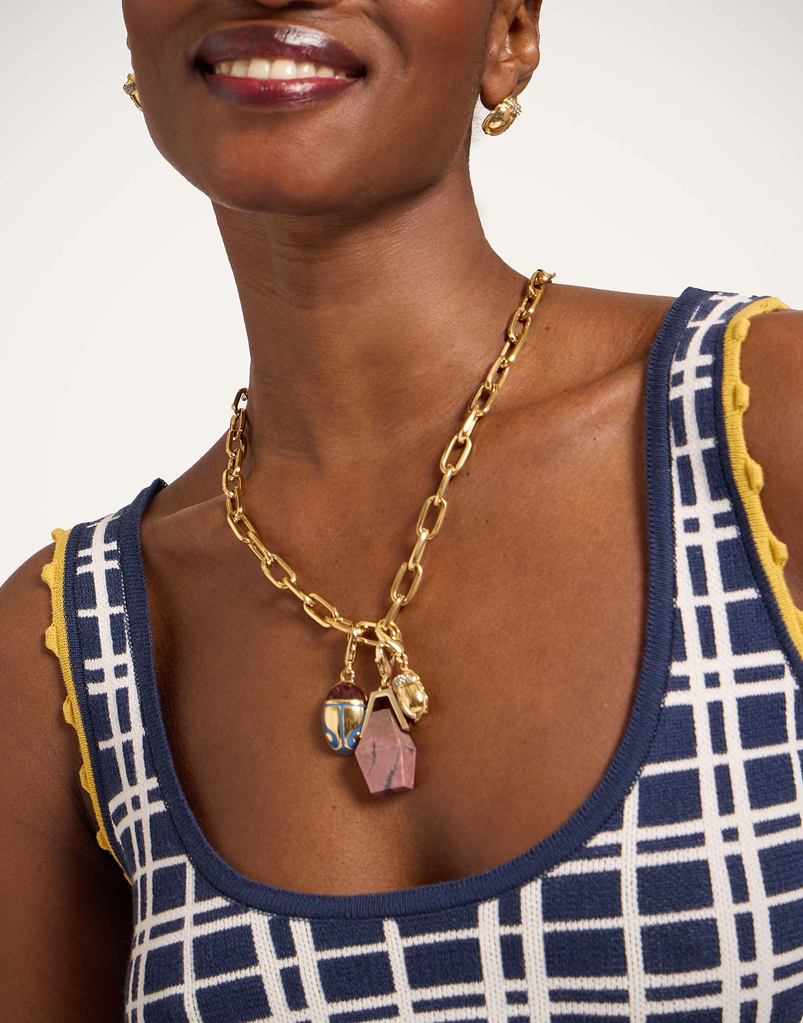 La DoubleJ Check Me Cami Multicolor Navy Blue & Green PUL0355KNI202VA477BU03