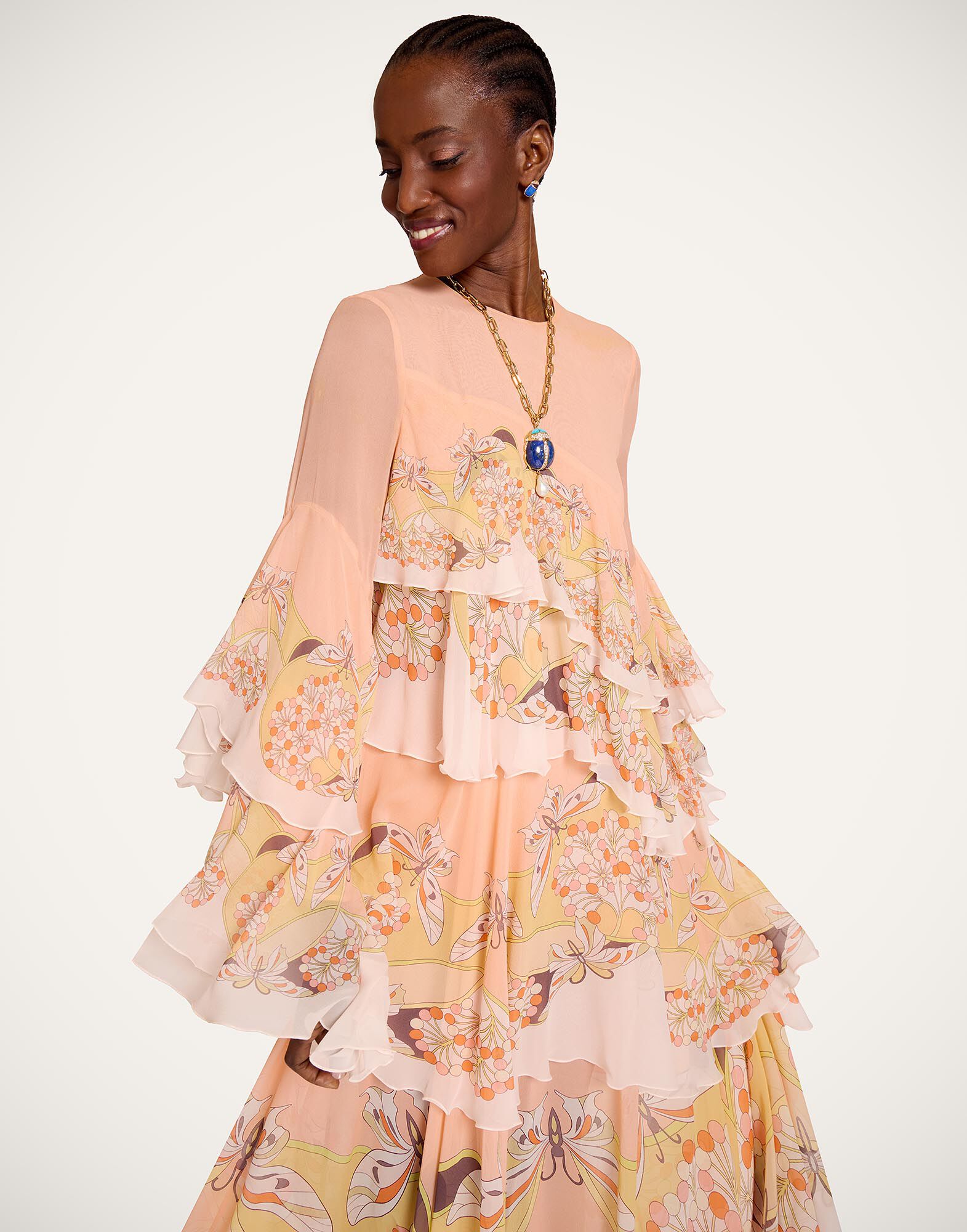 La DoubleJ Naiad Dress Florette Plac&eacute;e Pale Pink DRE0858SIL014FLO08PI02