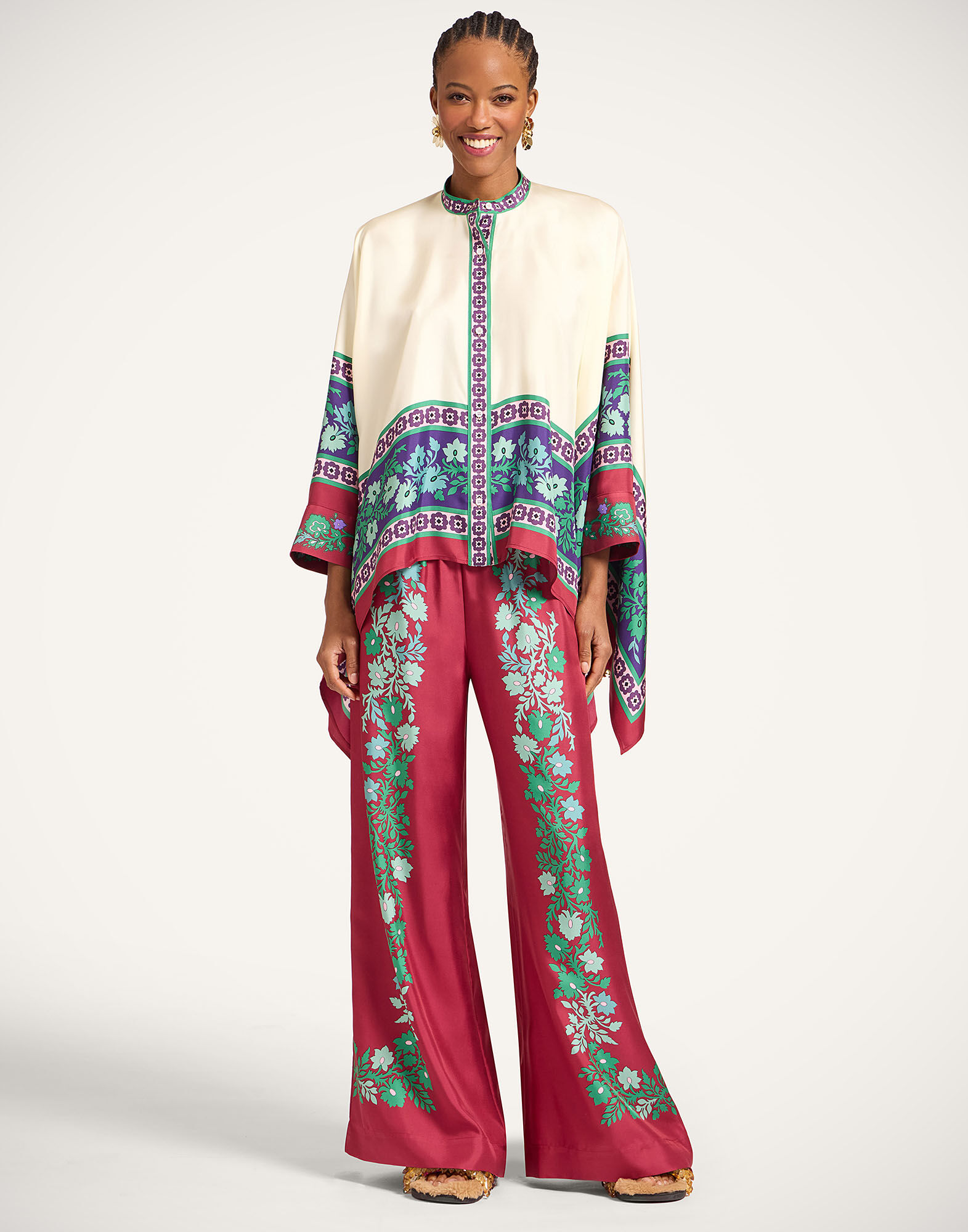 La DoubleJ Palazzo Pants Regalia Plac&eacute;e Red TRO0026SIL006REG02RE01