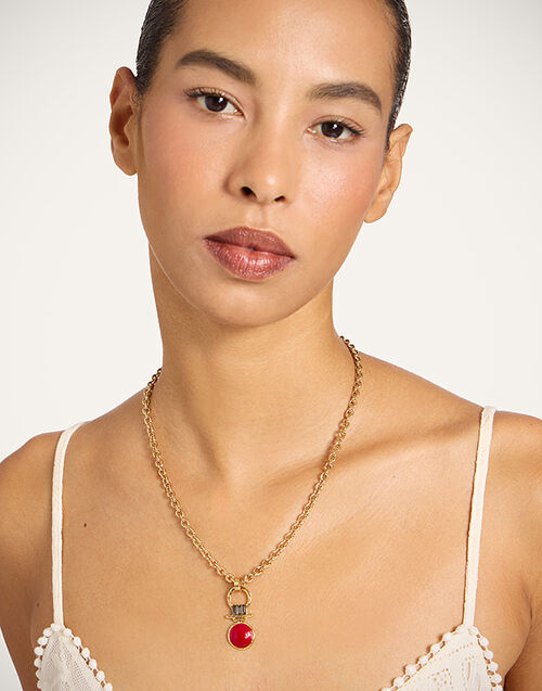 La DoubleJ Mini Shen Loop Necklace 24K Gold Plate And Enamel NEC0066BRA003SOLIDRE02