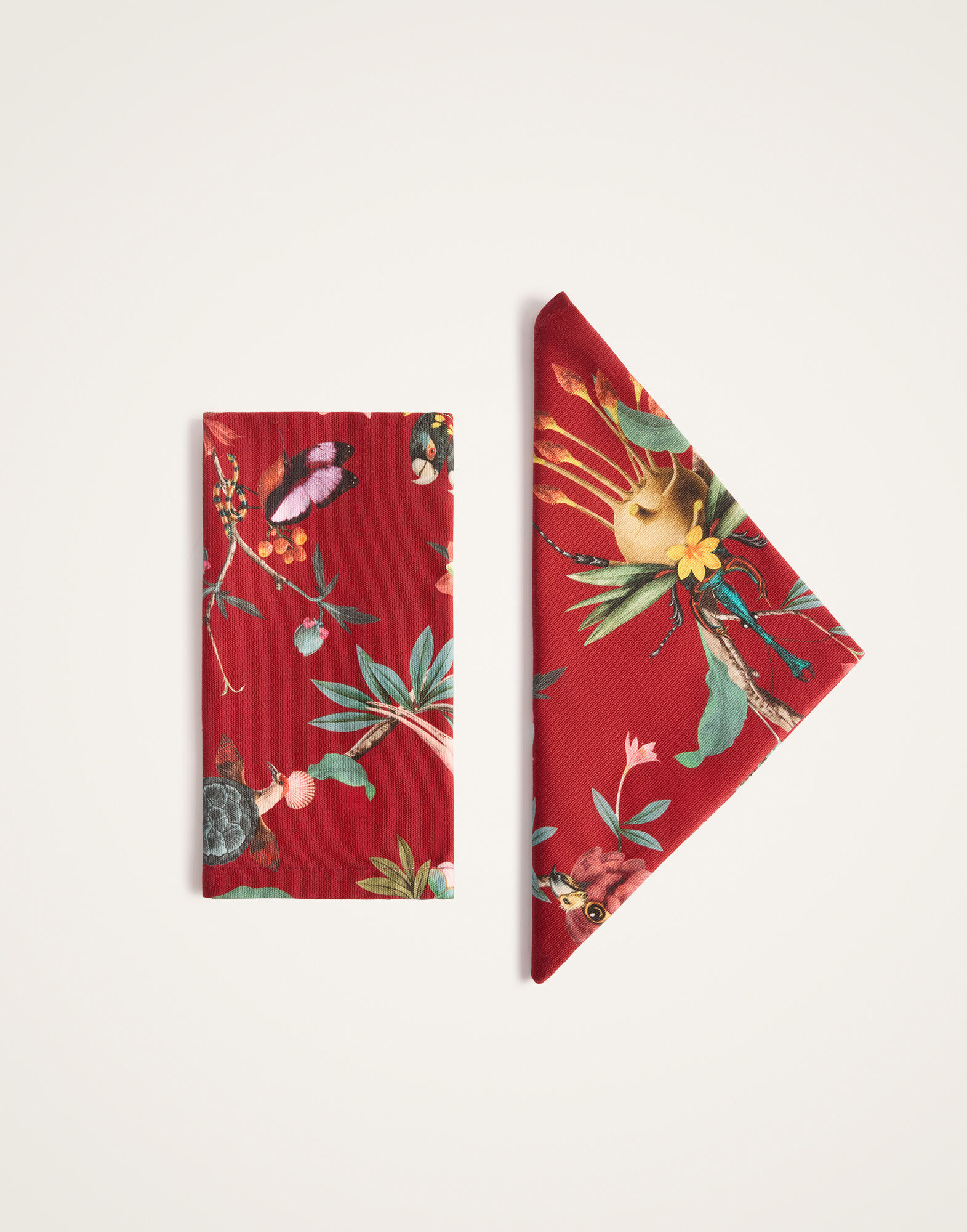 La DoubleJ Large Napkins Set Of 2 Fantastic Creatures Bordeaux NAP0017COT073FCR01RE02