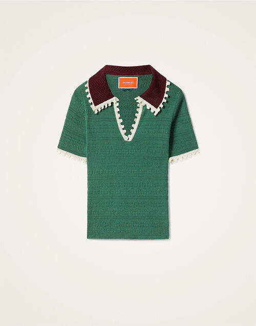 La DoubleJ Picket Polo Top Solid Green PUL0273KNI154SOLIDGR02