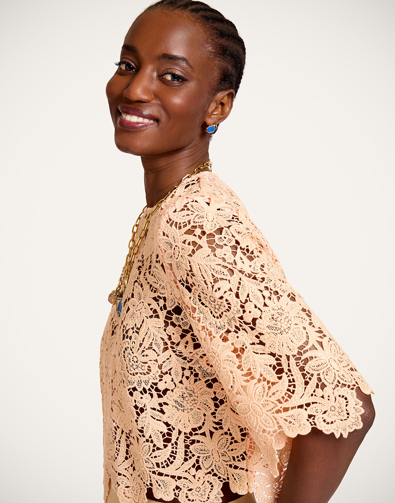 La DoubleJ Spotlight Top Solid Apricot TOP0187LAC013SOLIDOR11