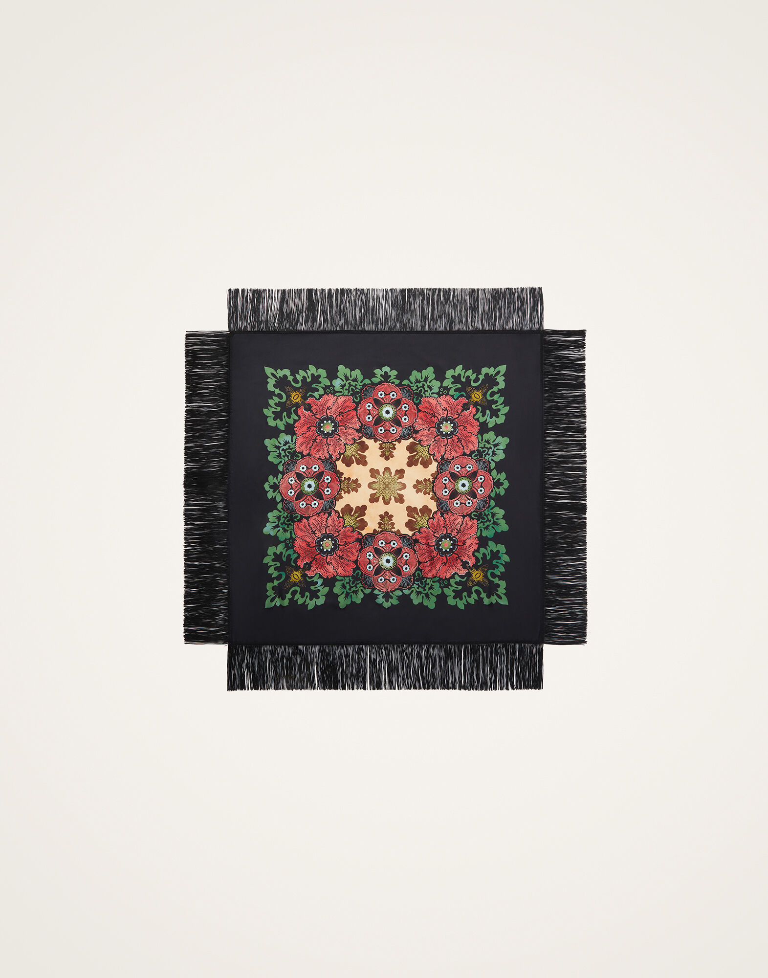 La DoubleJ Reversible Fringe Foulard 90 Bounty Plac&eacute;e Orange SCA0073SIL006BOU01OR02