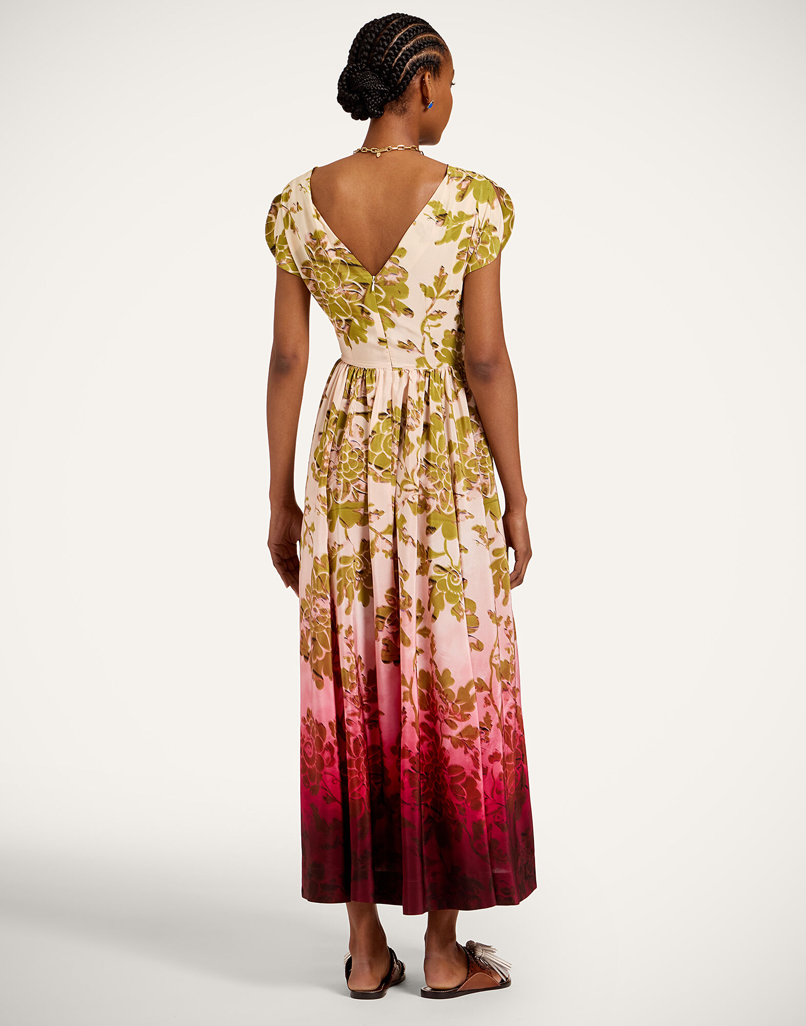 La DoubleJ Waldorf Dress Oasis Ombr&eacute; Plac&eacute;e Geen & Red DRE1103CRE001OAO02GR02