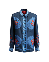 La DoubleJ Boy Shirt &#40;Plac&eacute;e&#41; Folky Hearts Blue Plac&eacute;e SHI0040SIL006FLH0005