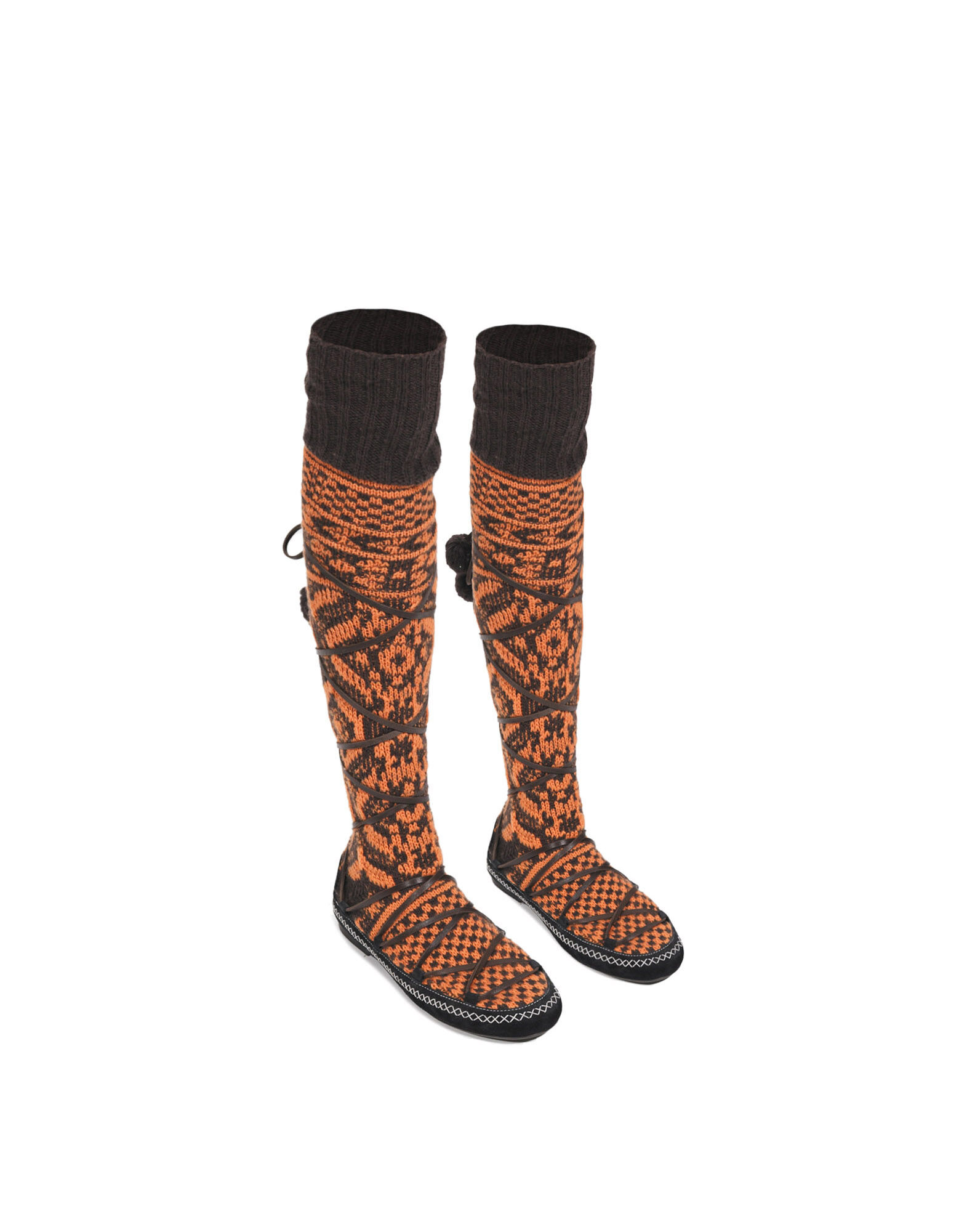 La DoubleJ Sock High Boots Fiori Arancio SHO0035WOL011FIO0012