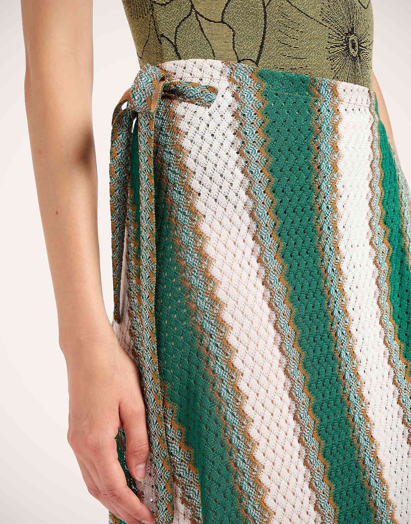 La DoubleJ Sarong Skirt Color Block Emerald & White SKI0088VIS025CLB23GR04