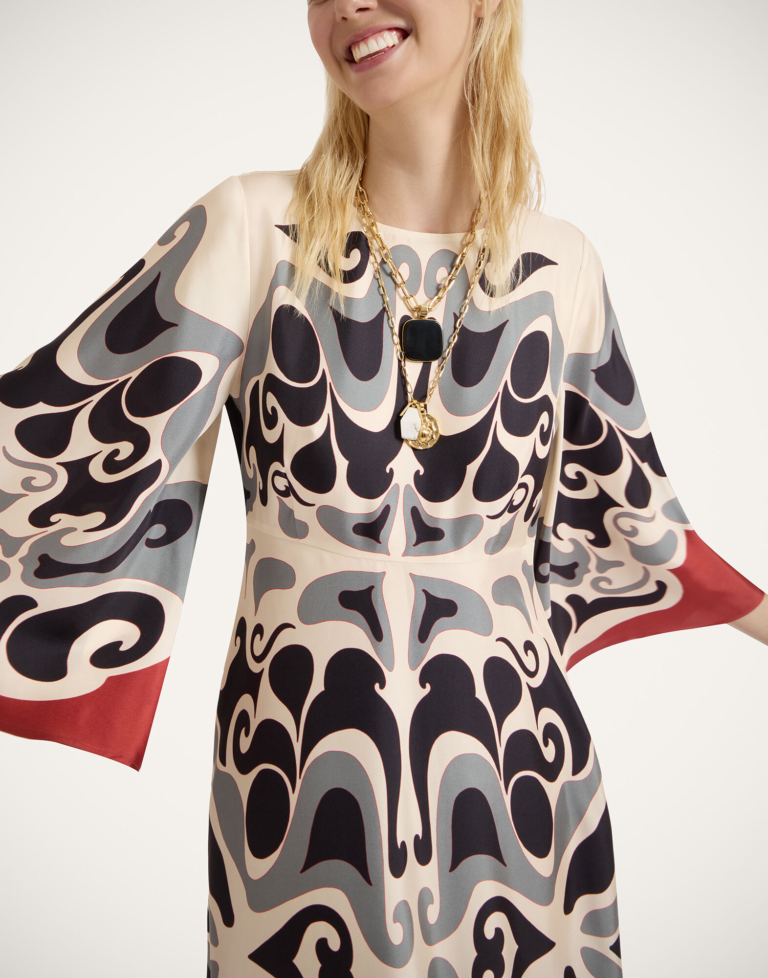 La DoubleJ Long Sorella Dress Phoenix Plac&eacute;e Ivory DRE0923SIL006PHO01WH04