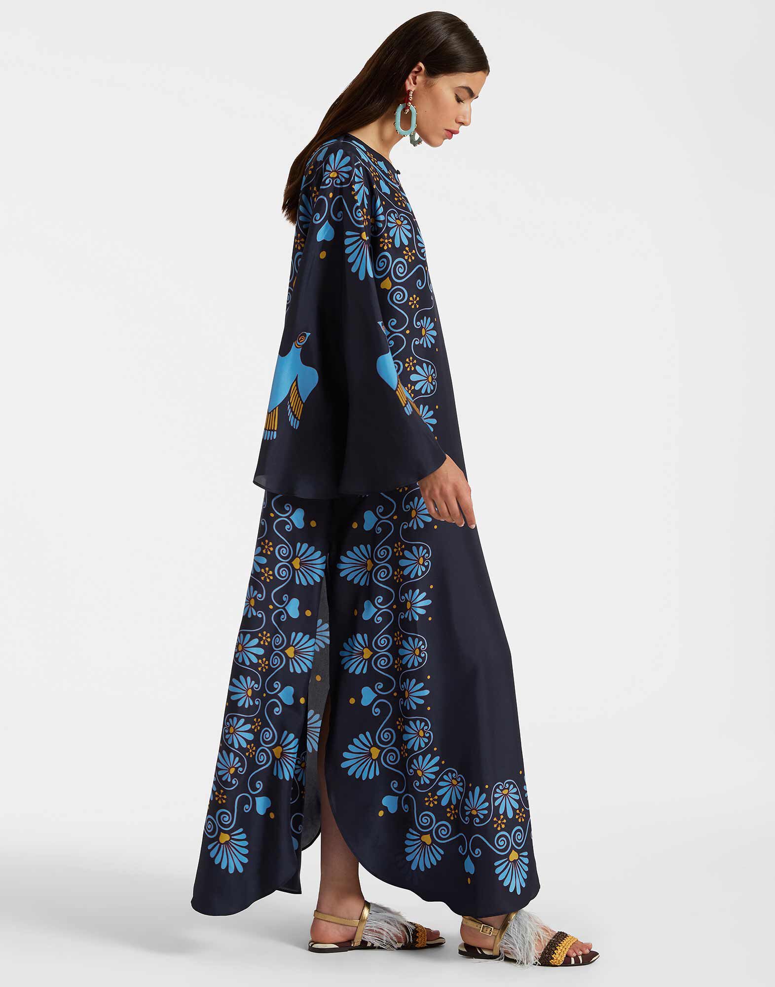 La DoubleJ Flying Kaftan Olympus Plac&eacute;e Navy DRE0347SIL009OLY01BU06